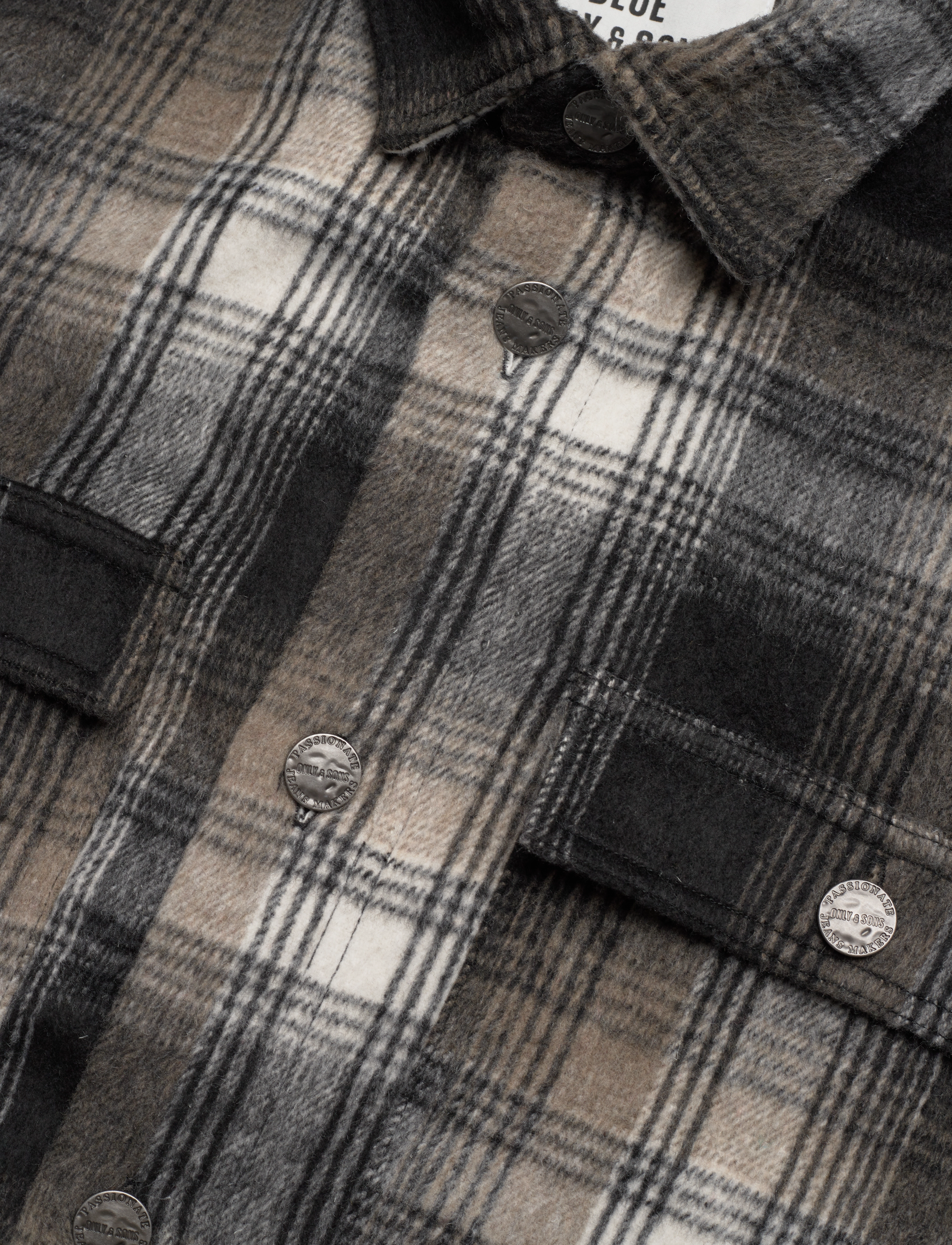 ONLY & SONS - ONSBAZ OVR PKT BRUSH CHECK LS SHIRT BLUE - canteen - 3