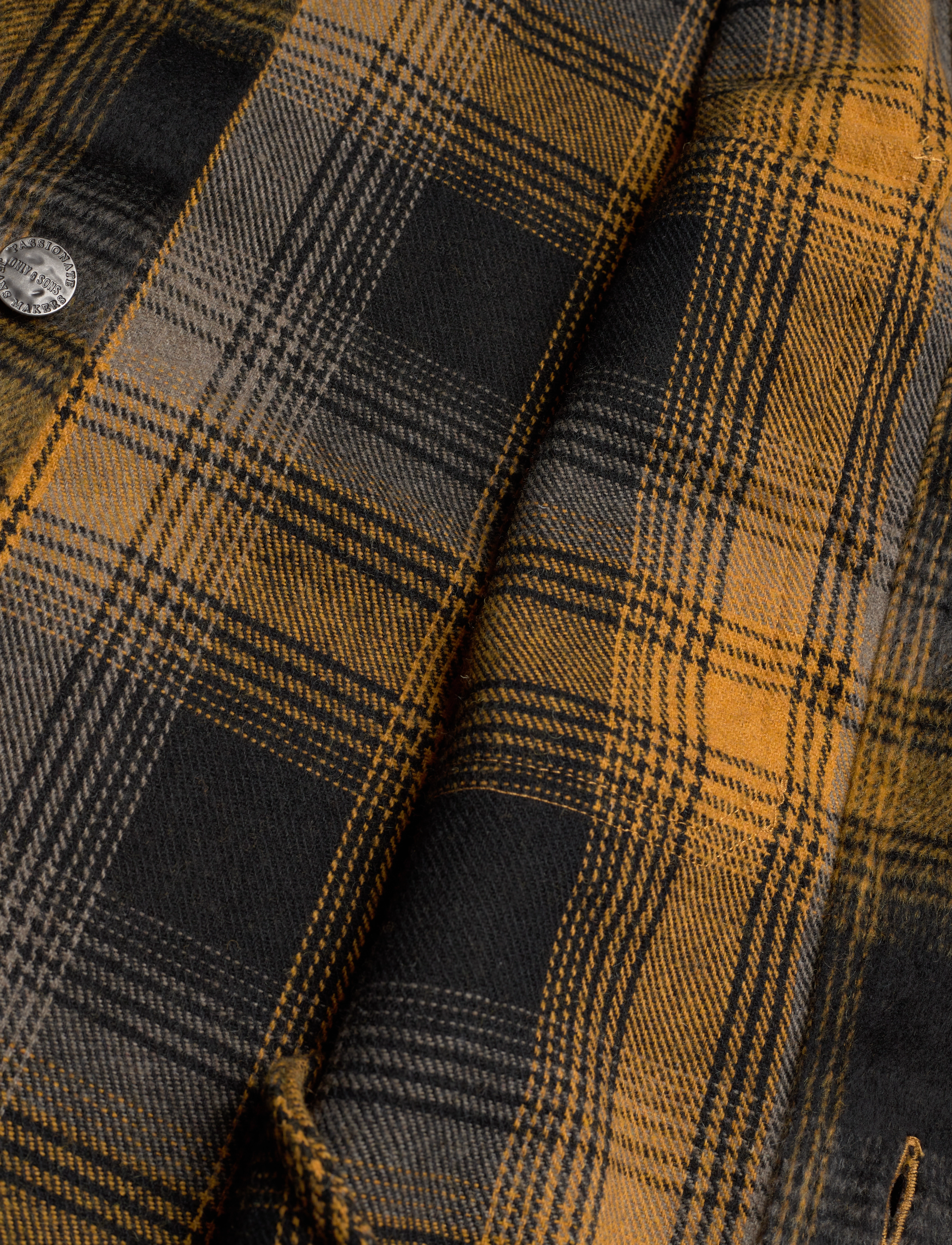ONLY & SONS - ONSBAZ OVR PKT BRUSH CHECK LS SHIRT BLUE - harvest gold - 4