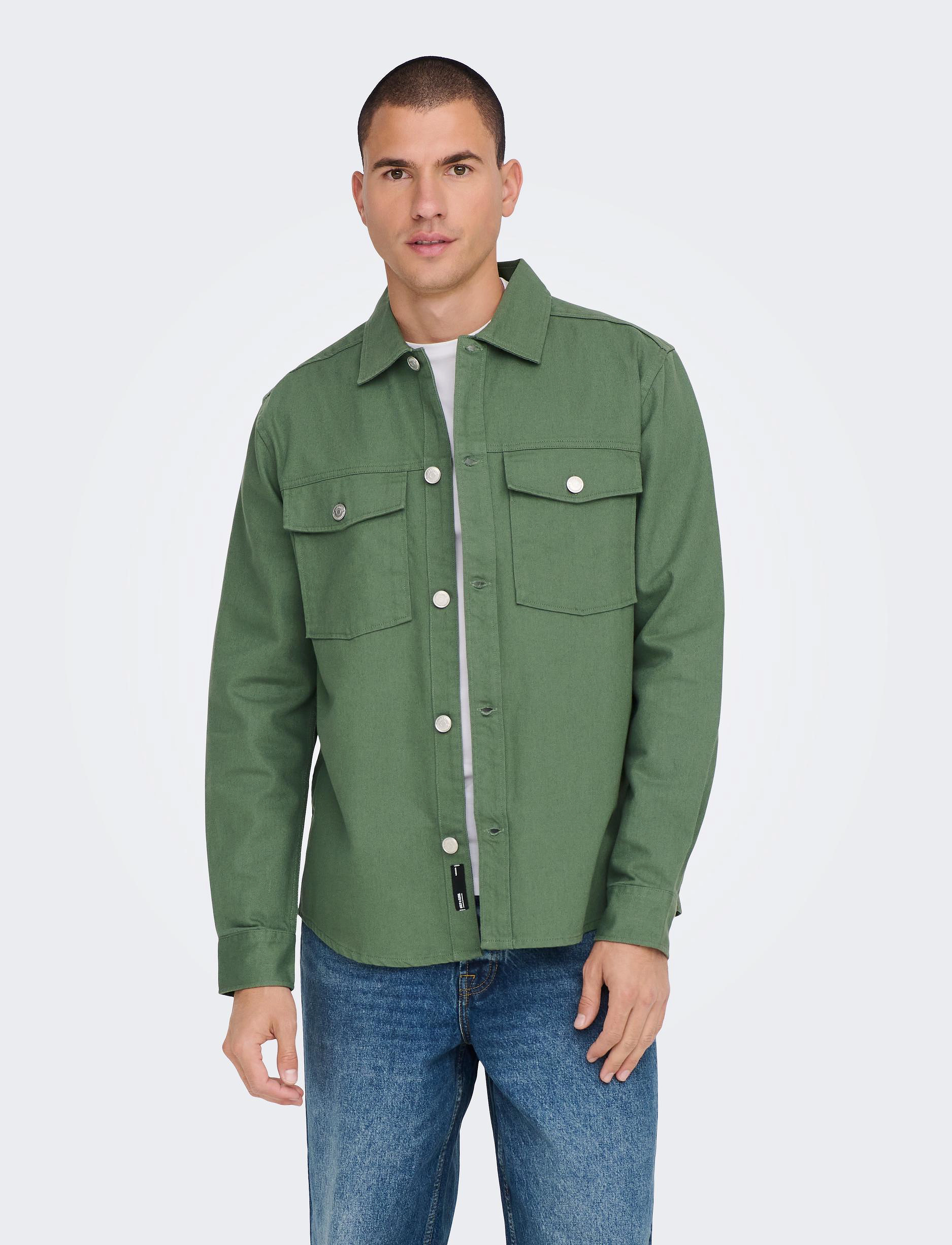 ONLY & SONS - ONSTRON OVR TWILL LS SHIRT - duck green - 2