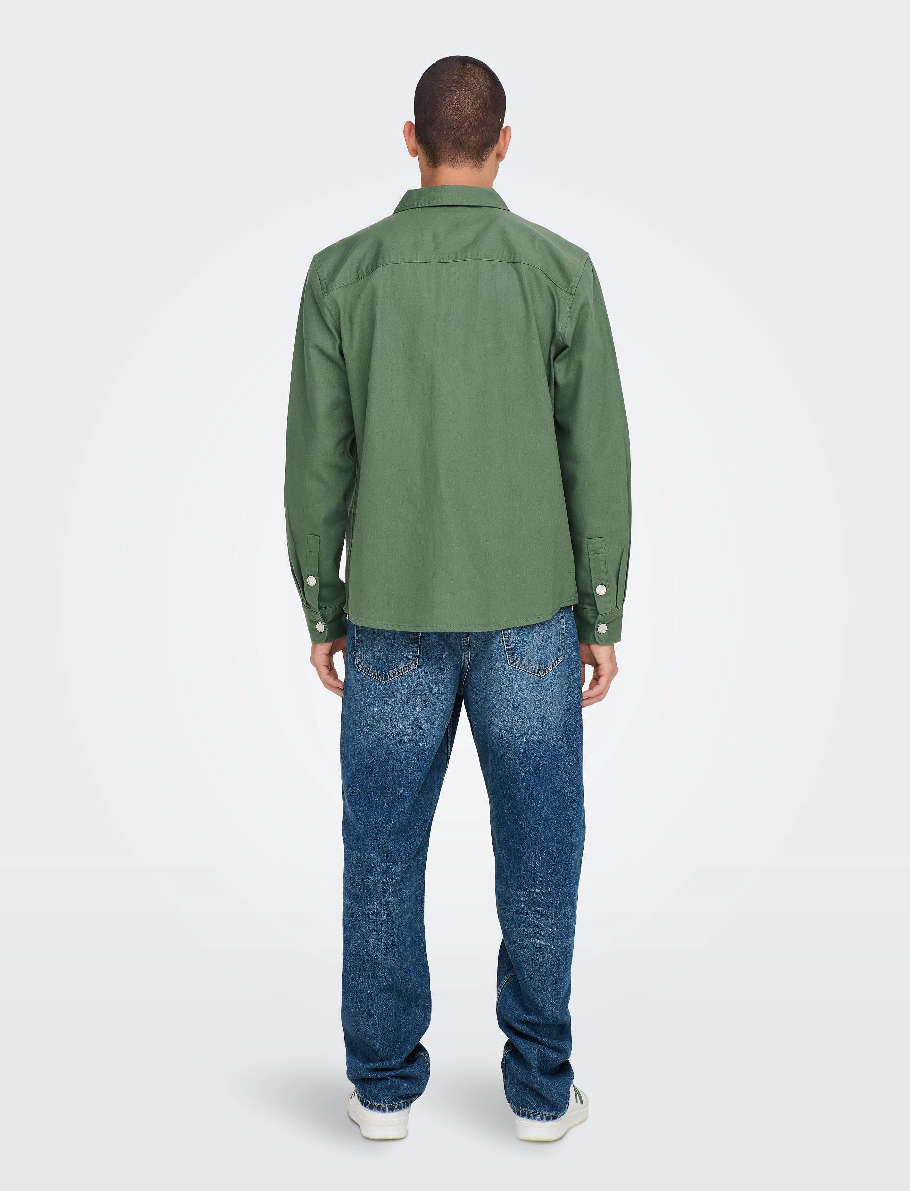ONLY & SONS - ONSTRON OVR TWILL LS SHIRT - duck green - 3