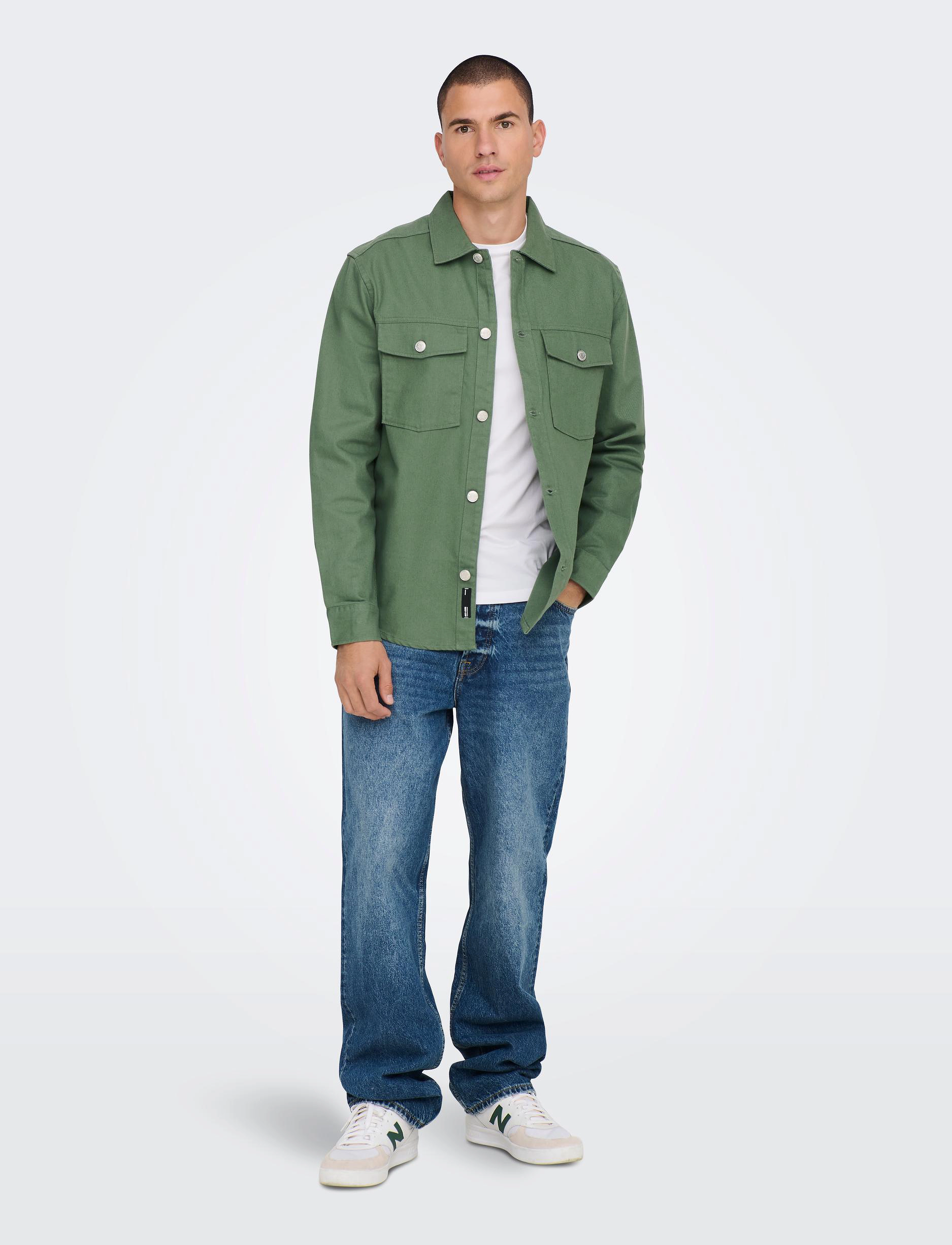 ONLY & SONS - ONSTRON OVR TWILL LS SHIRT - duck green - 4