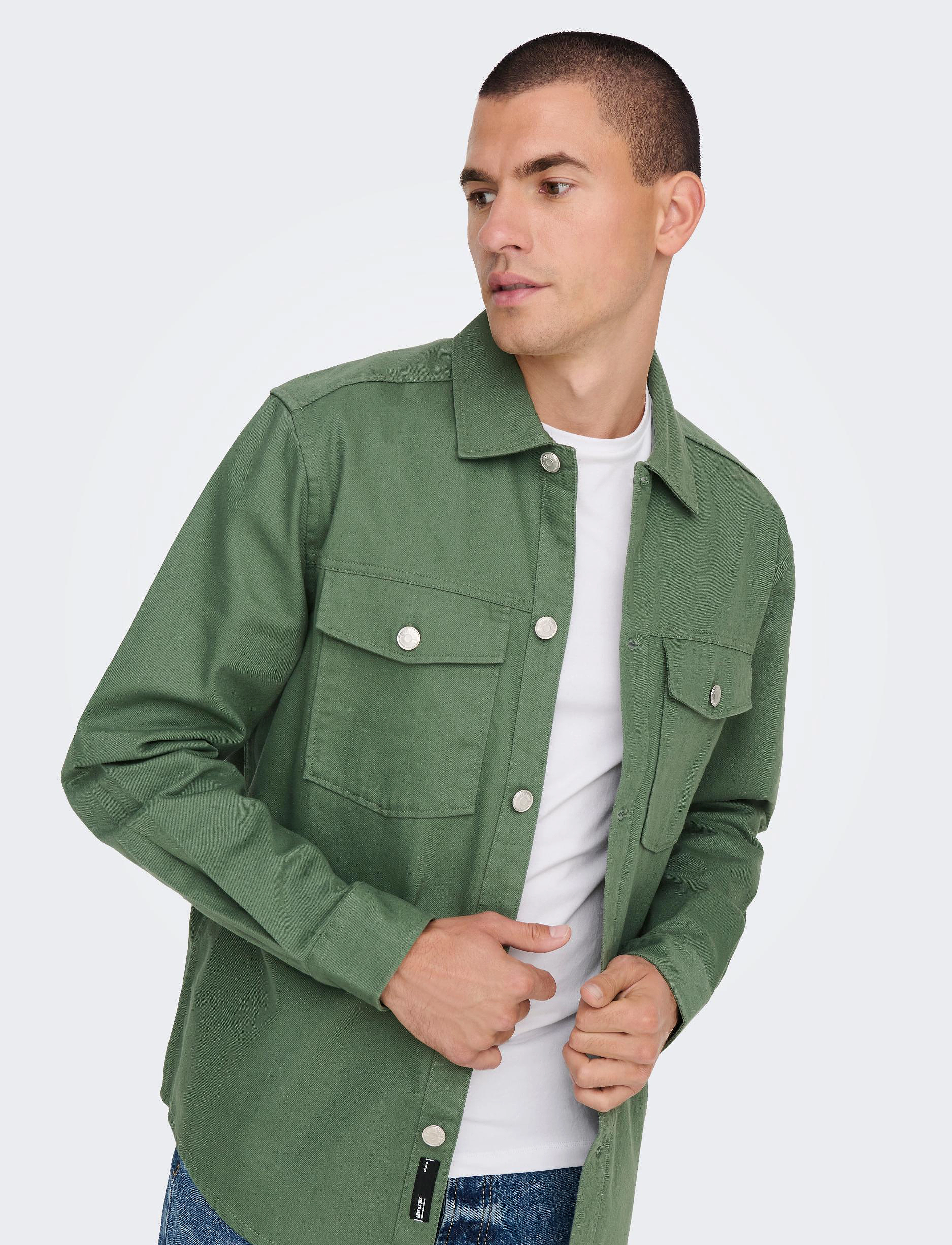 ONLY & SONS - ONSTRON OVR TWILL LS SHIRT - duck green - 5