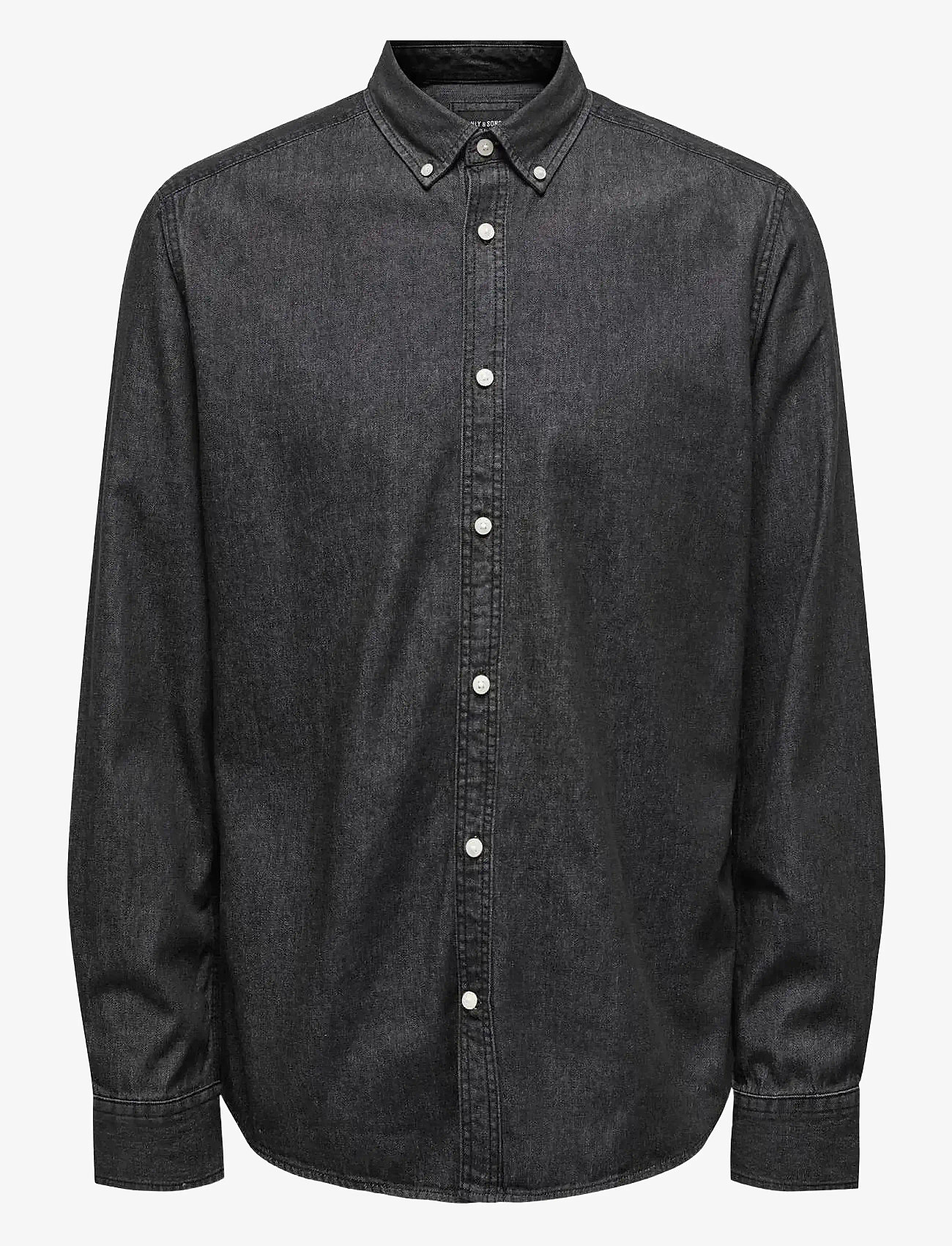ONLY & SONS - ONSDAY REG BTN DOWN CHAMBRAY LS SHIRT - black denim - 0