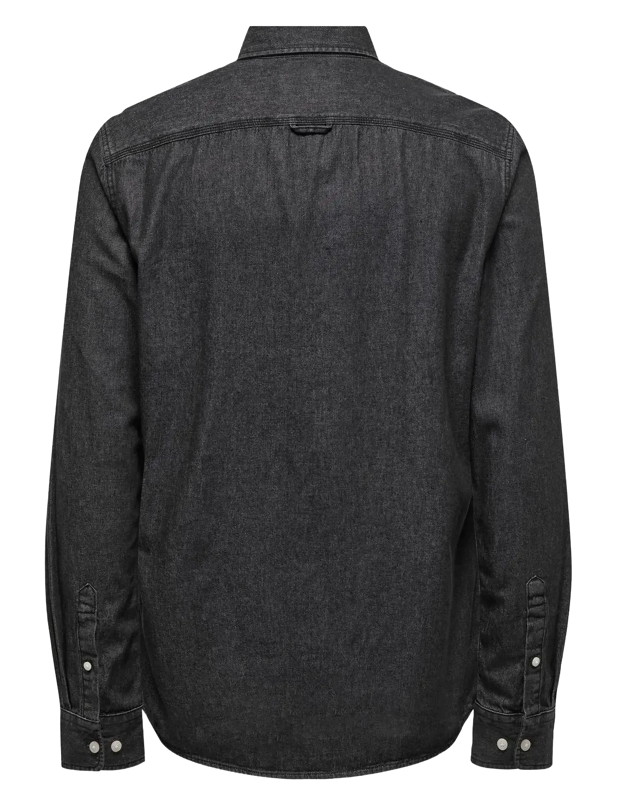 ONLY & SONS - ONSDAY REG BTN DOWN CHAMBRAY LS SHIRT - black denim - 2