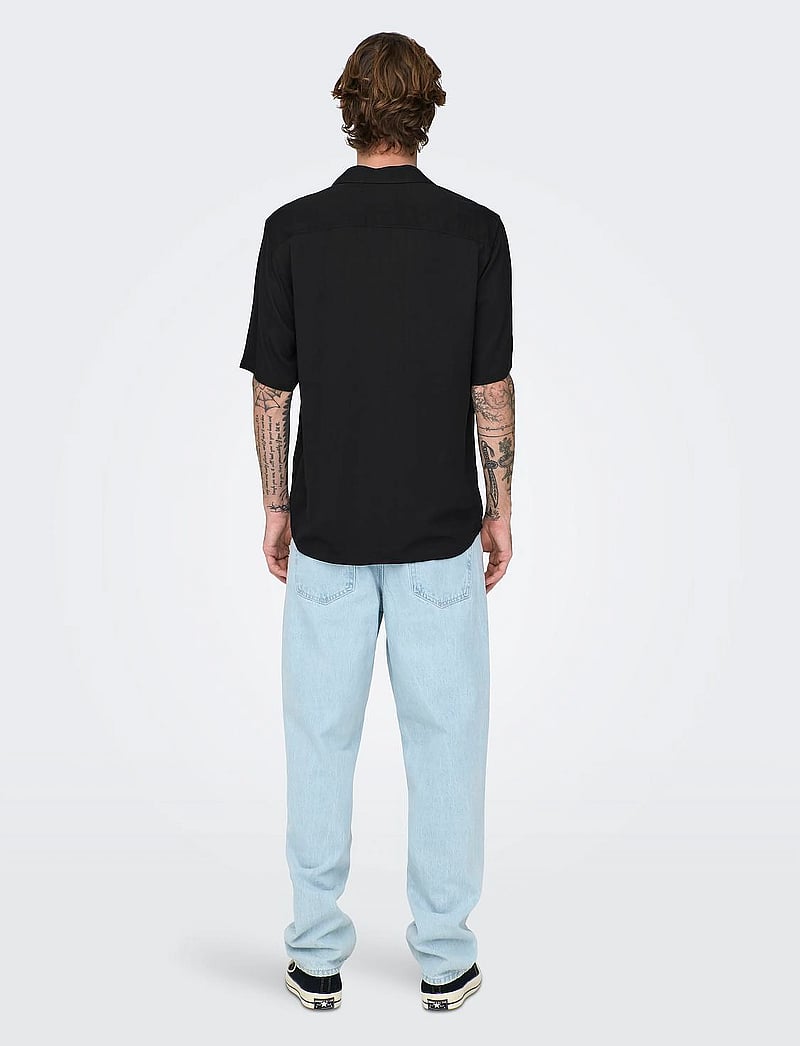 ONLY & SONS - ONSDASH LIFE REG RES SS 001 SHIRT NOOS - kurzarmhemden - black - 3