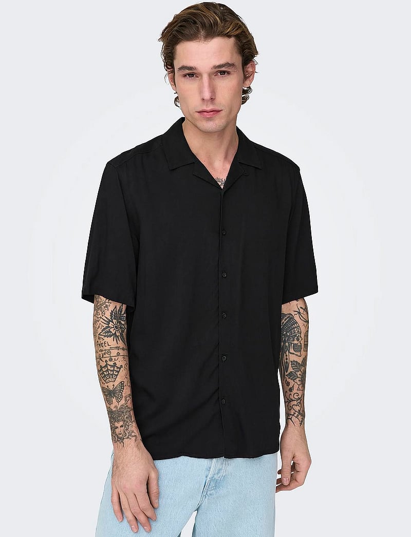 ONLY & SONS - ONSDASH LIFE REG RES SS 001 SHIRT NOOS - kurzarmhemden - black - 5