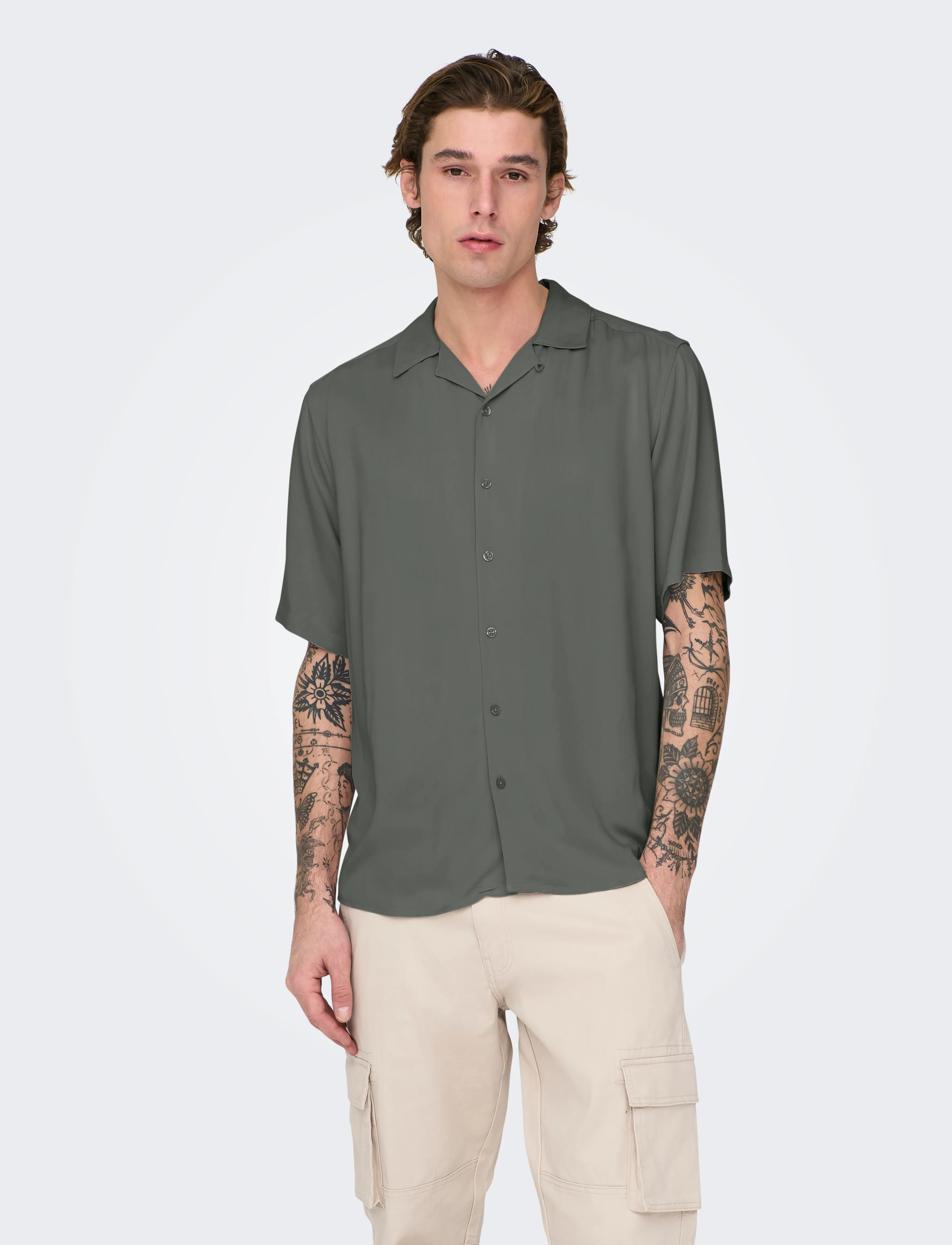 ONLY & SONS ONSDASH LIFE REG RES SS 001 SHIRT NOOS - Skjorter - CASTOR GRAY / grey