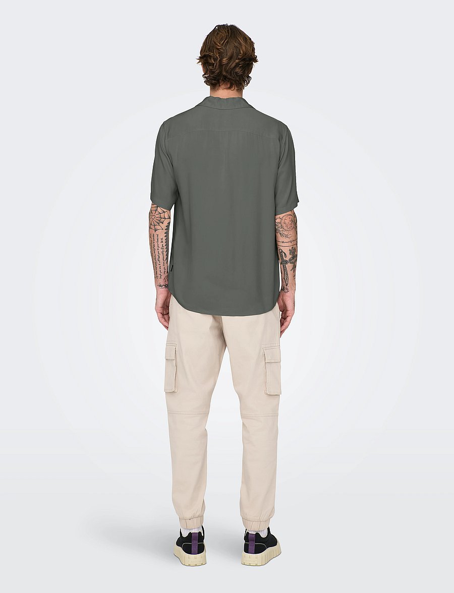 ONLY & SONS - ONSDASH LIFE REG RES SS 001 SHIRT NOOS - lühikeste varrukatega särgid - castor gray - 3
