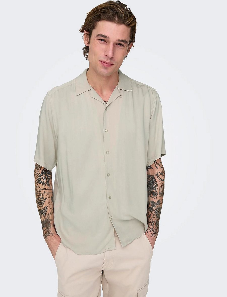 ONLY & SONS - ONSDASH LIFE REG RES SS 001 SHIRT NOOS - chemises à manches courtes - silver lining - 5