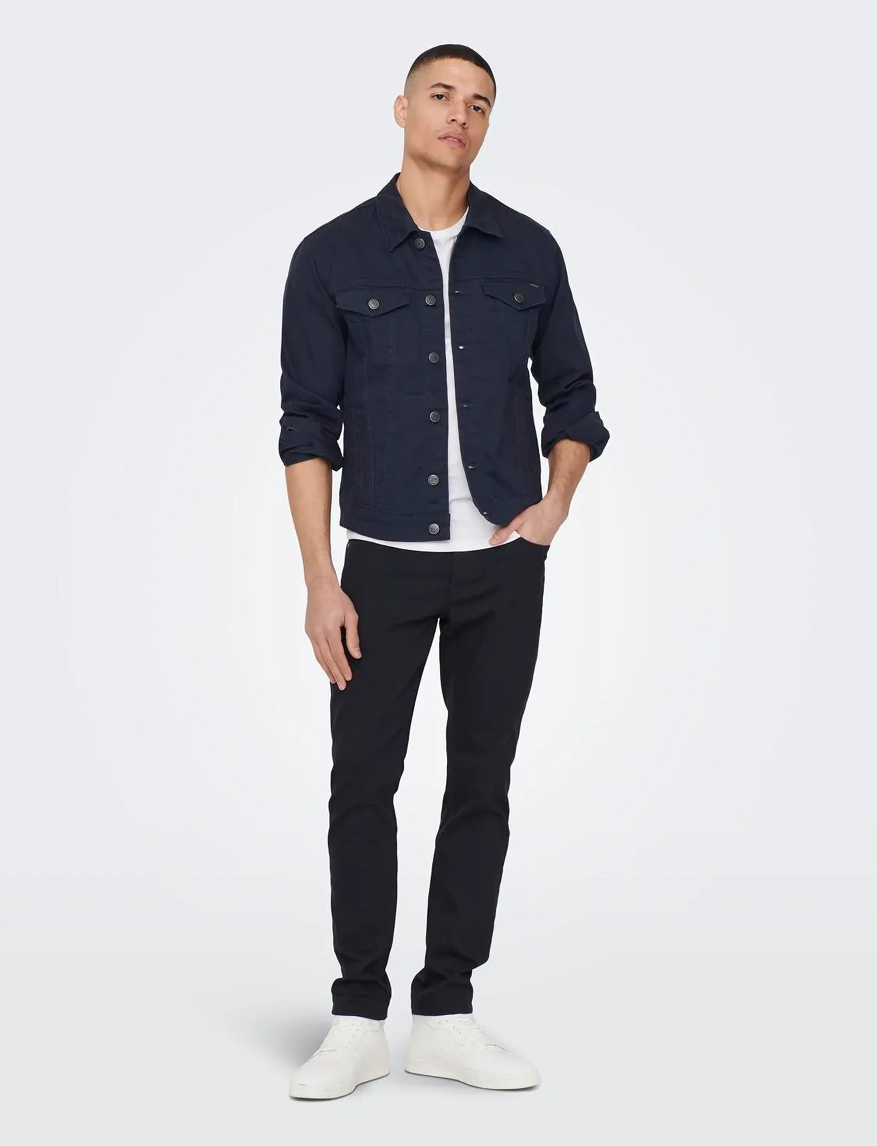 ONLY & SONS - ONSCOIN LIFE COLOUR 4453 TRUCKER - dark navy - 4