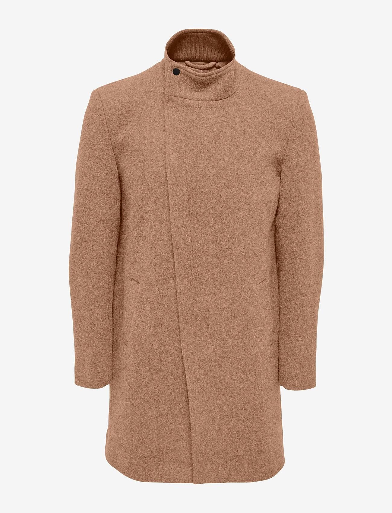 ONLY & SONS - ONSJUSTIN HIGHNECK WOOL COAT OTW CS - camel - 0