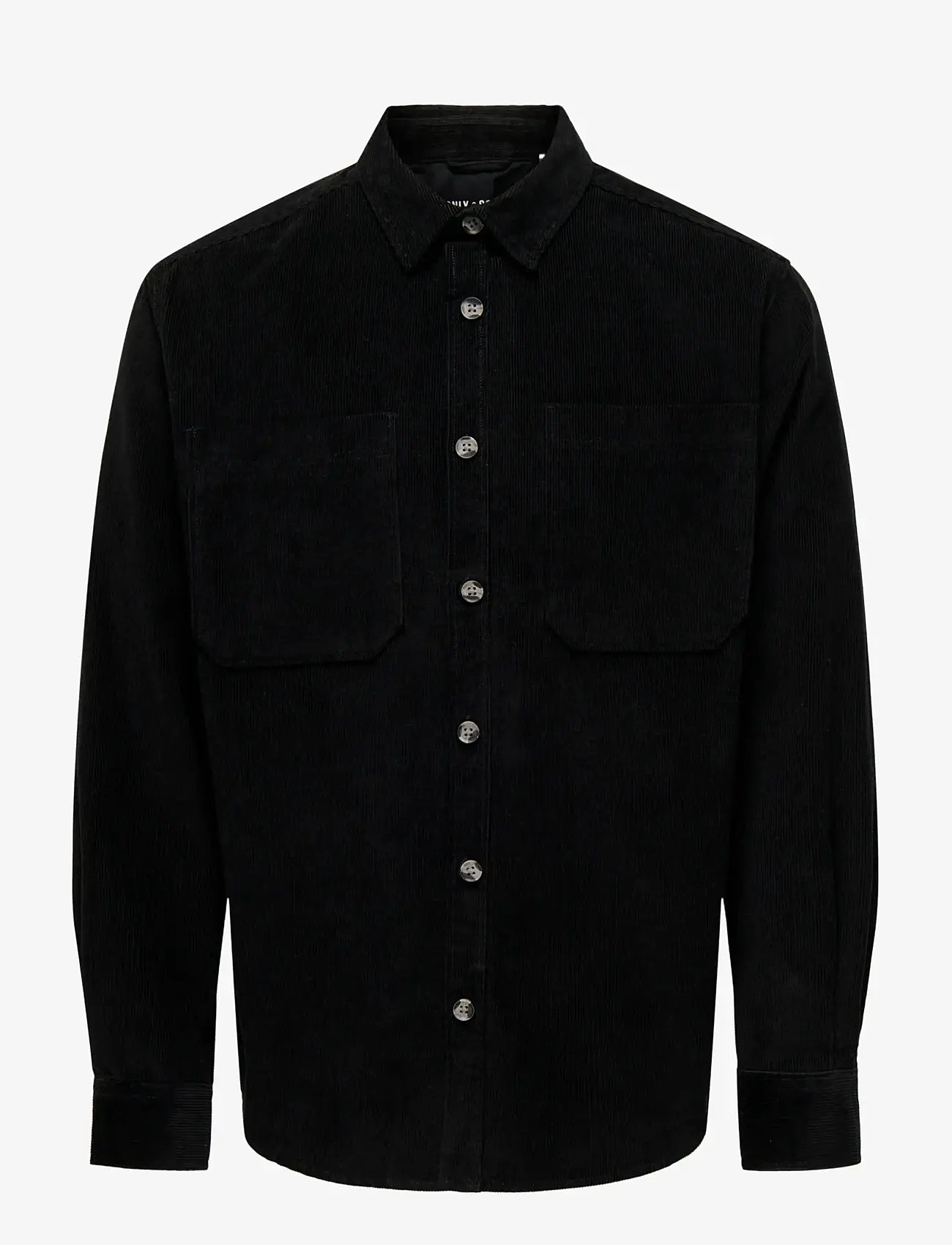 ONLY & SONS - ONSALP 2PKT WASHD CORD LS SHIRT OTL - corduroy shirts - black - 0