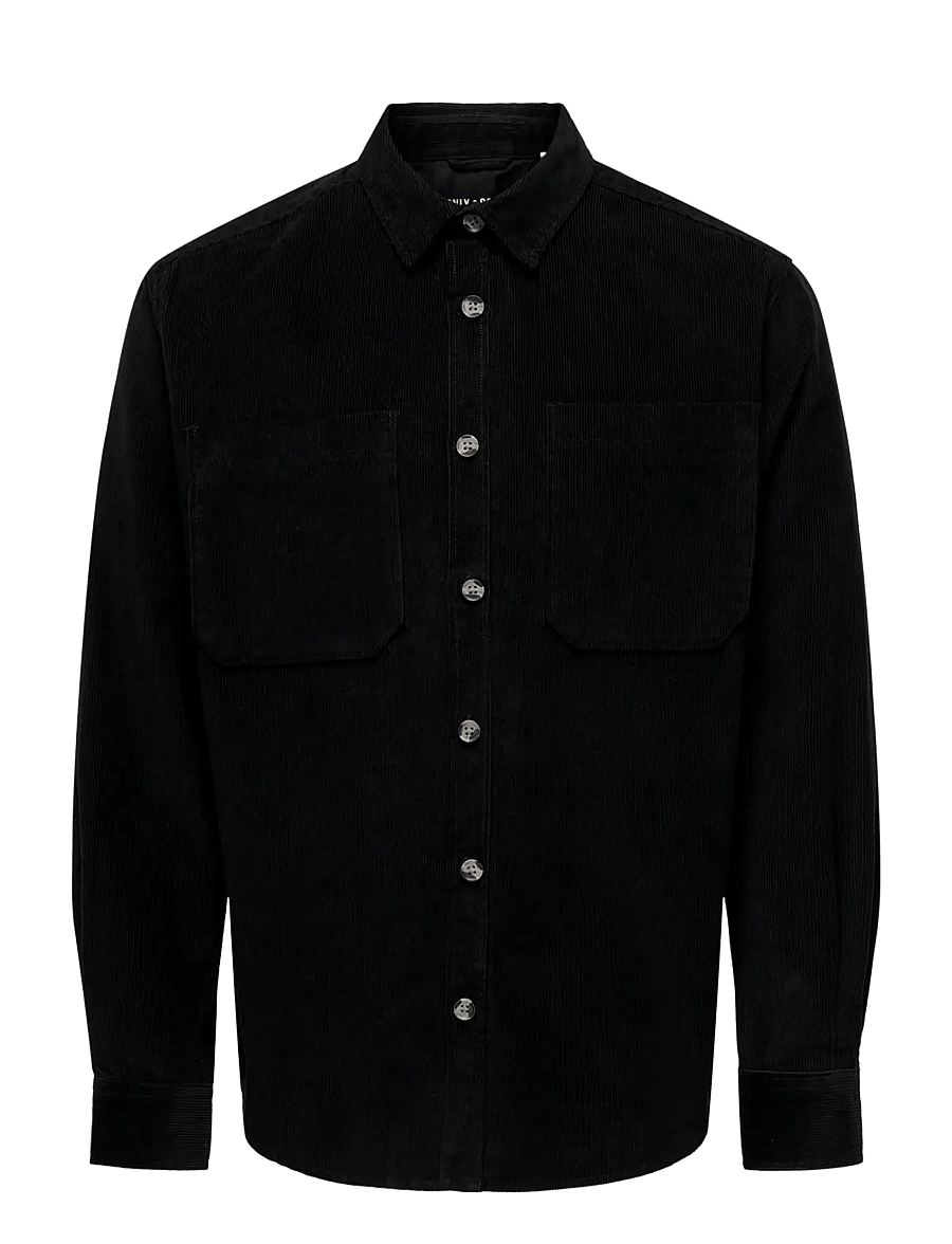ONLY & SONS - ONSALP 2PKT WASHD CORD LS SHIRT NOOS - fløjlsskjorter - black - 0
