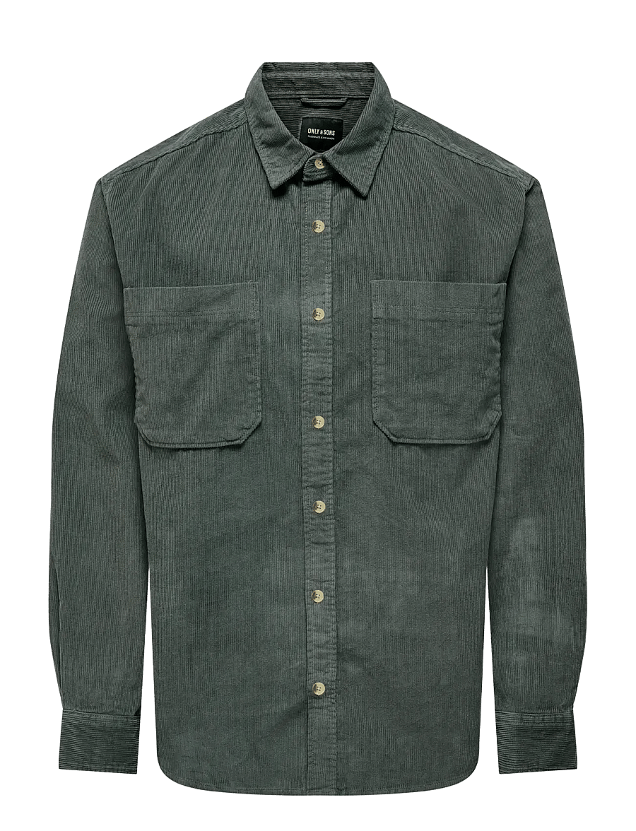 ONLY & SONS - ONSALP 2PKT WASHD CORD LS SHIRT NOOS - Überhemden - castor gray - 1