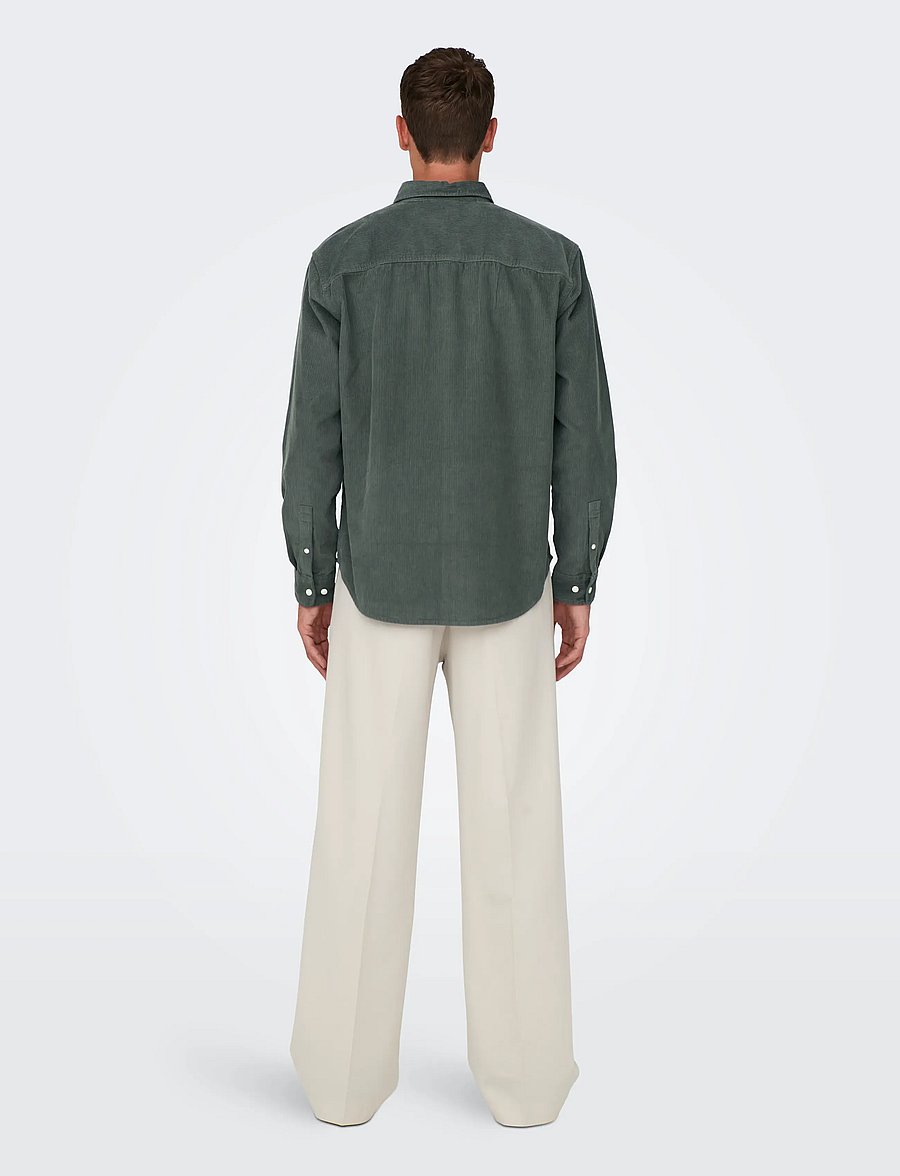 ONLY & SONS - ONSALP 2PKT WASHD CORD LS SHIRT NOOS - Überhemden - castor gray - 3