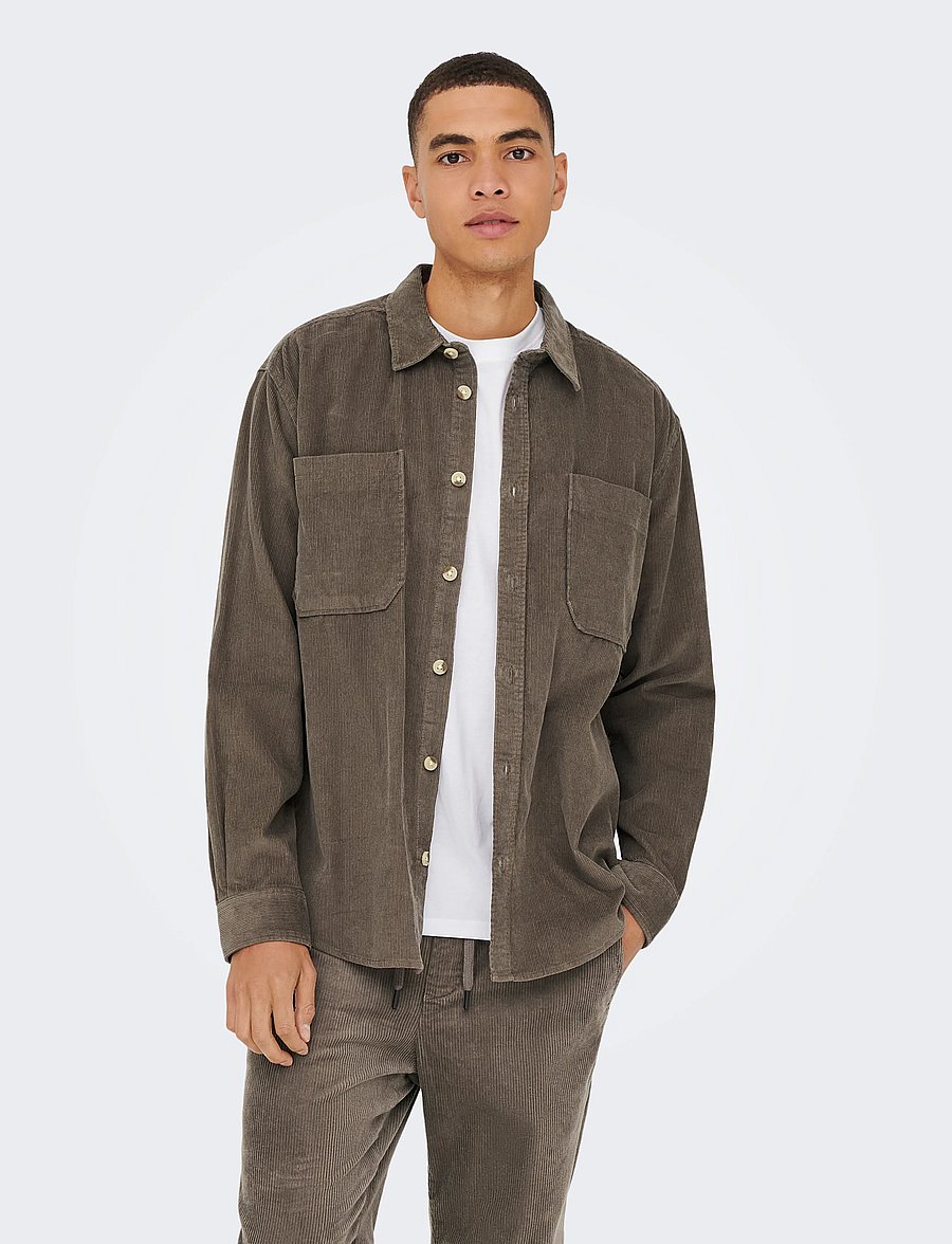ONLY & SONS - ONSALP 2PKT WASHD CORD LS SHIRT NOOS - Überhemden - falcon - 0