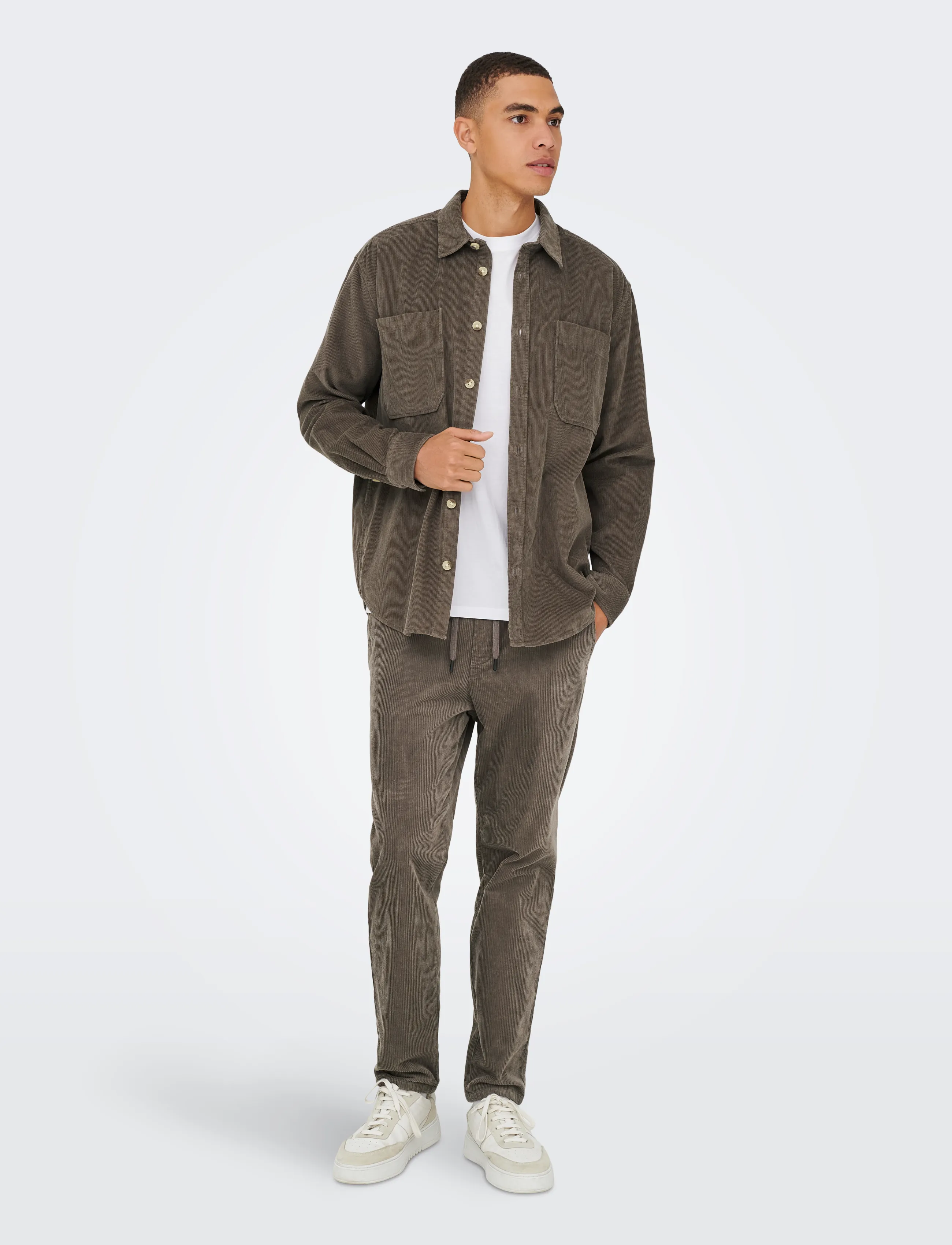 ONLY & SONS - ONSALP 2PKT WASHD CORD LS SHIRT NOOS - Überhemden - falcon - 4