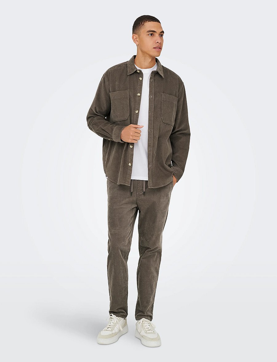 ONLY & SONS - ONSALP 2PKT WASHD CORD LS SHIRT NOOS - Überhemden - falcon - 4
