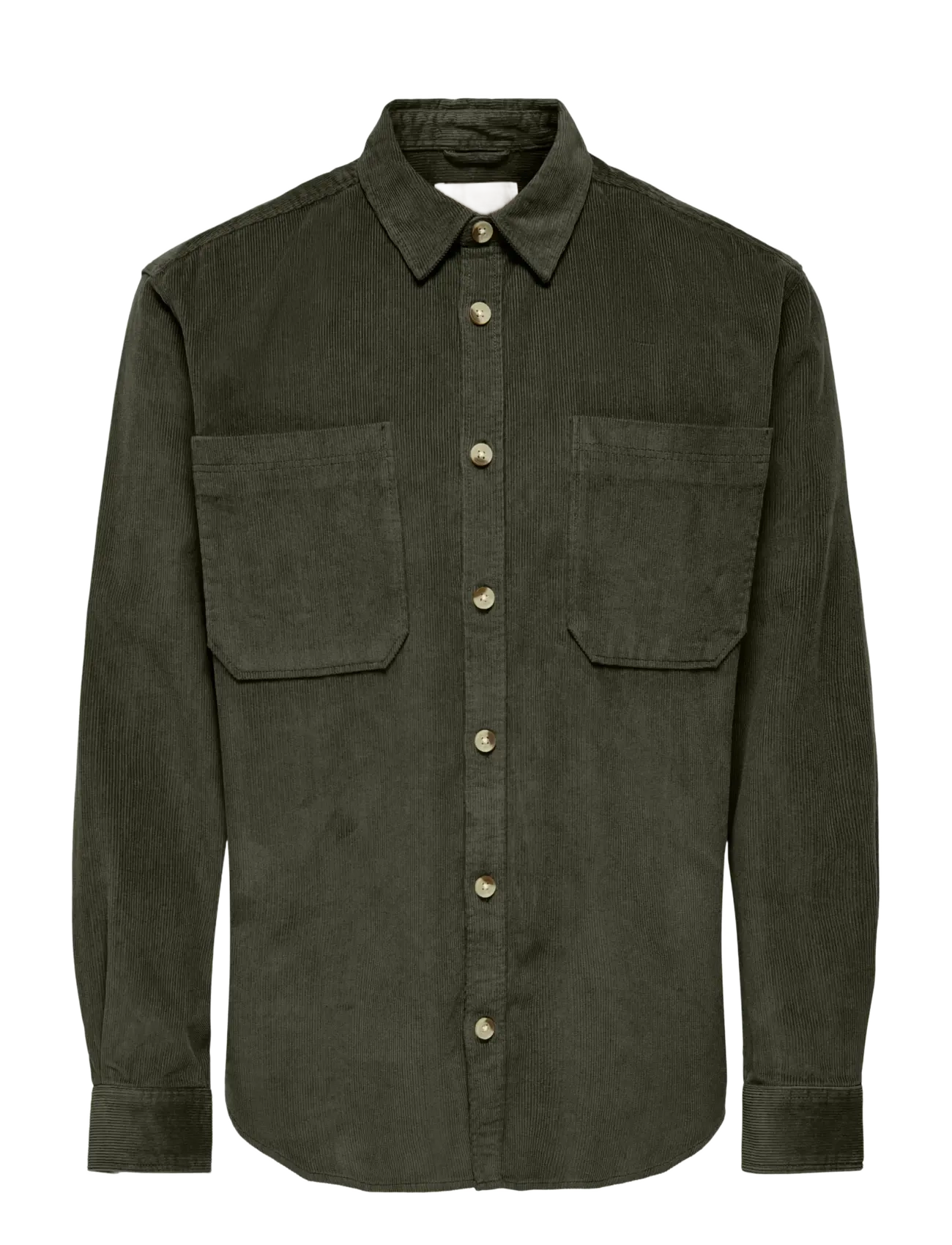 ONLY & SONS ONSALP 2PKT WASHD CORD LS SHIRT NOOS - ONLY & SONS - FOREST NIGHT / green