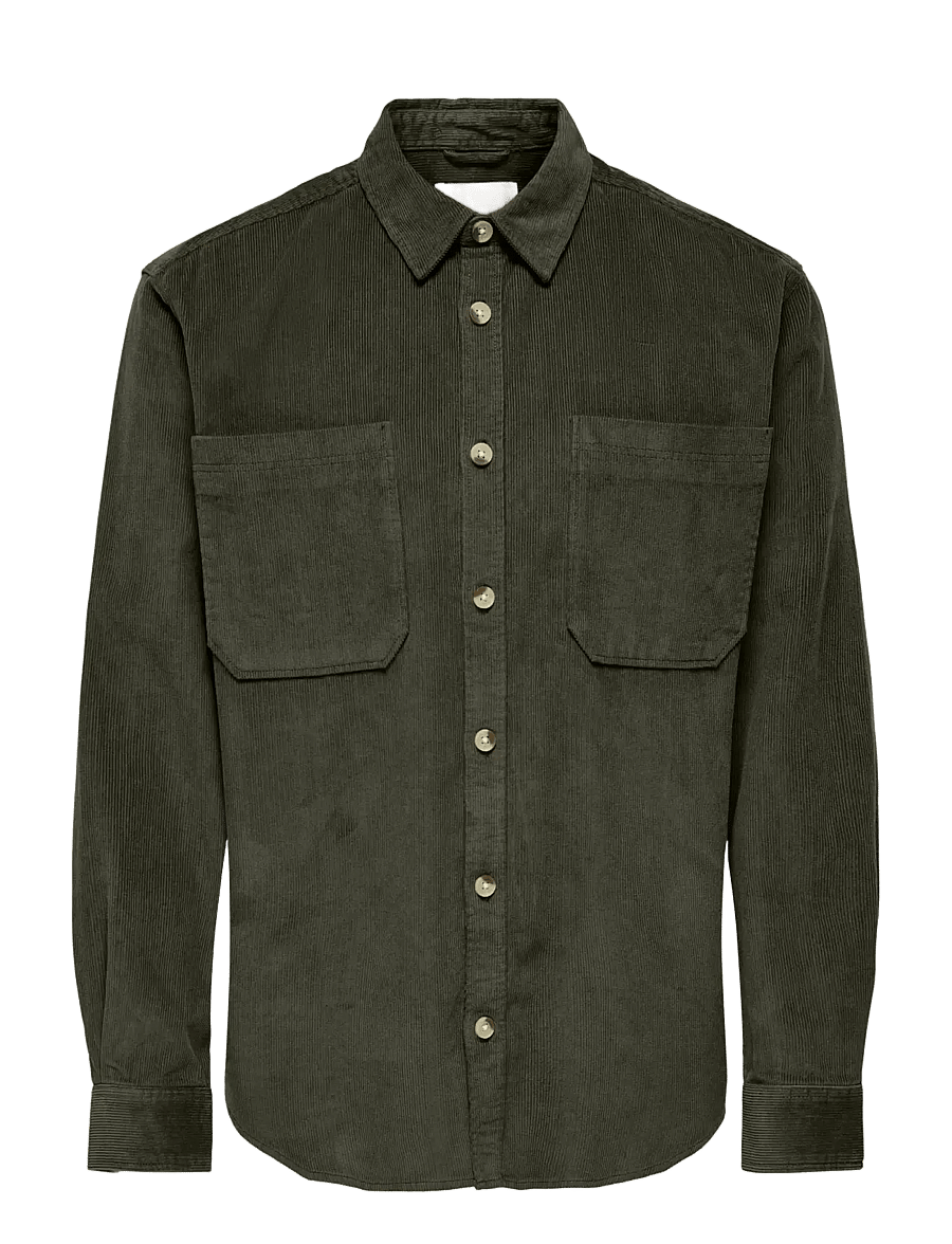 ONLY & SONS - ONSALP 2PKT WASHD CORD LS SHIRT NOOS - fløjlsskjorter - forest night - 0