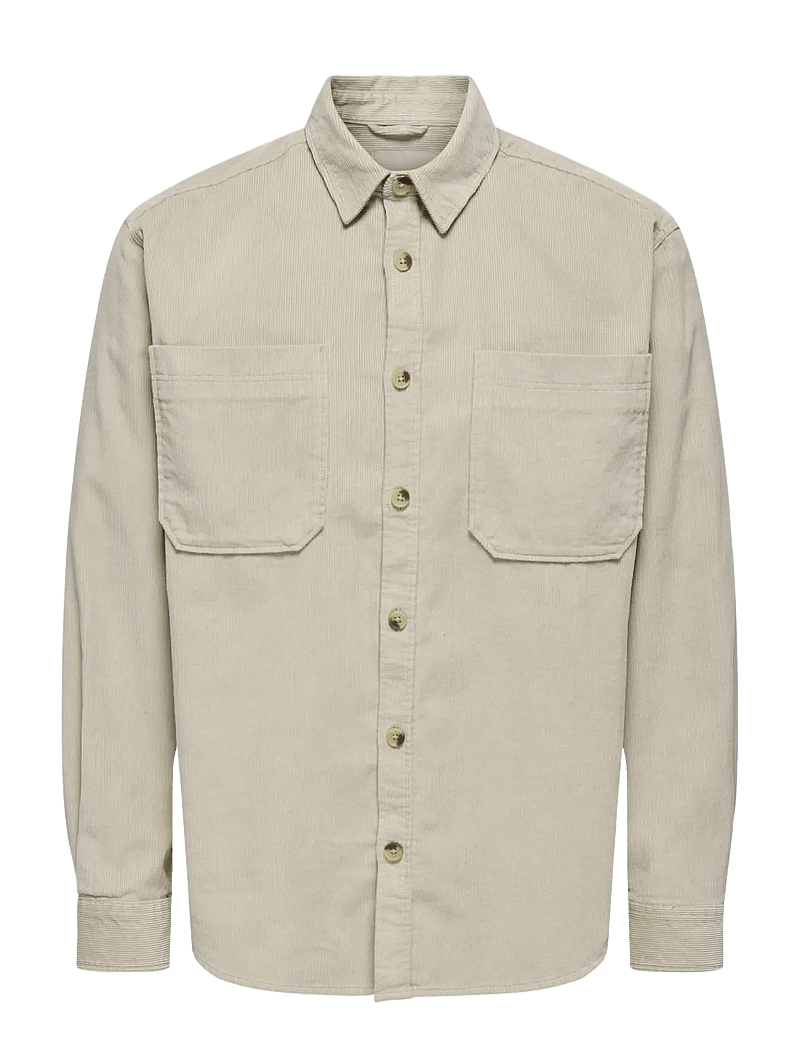 ONLY & SONS - ONSALP 2PKT WASHD CORD LS SHIRT OTL - velvet särgid - silver lining - 1