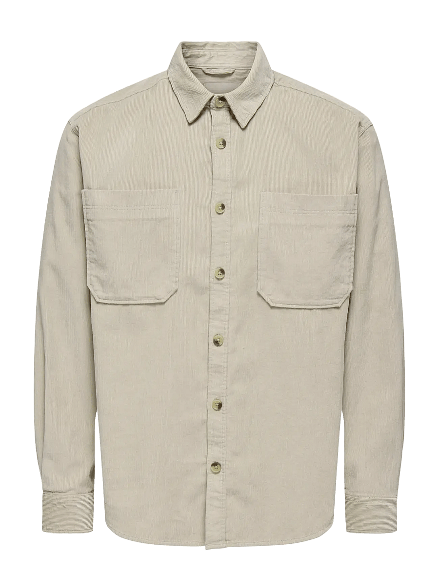 ONLY & SONS - ONSALP 2PKT WASHD CORD LS SHIRT NOOS - fløjlsskjorter - silver lining - 1