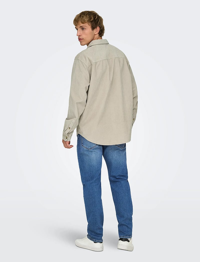 ONLY & SONS - ONSALP 2PKT WASHD CORD LS SHIRT OTL - velvet särgid - silver lining - 3