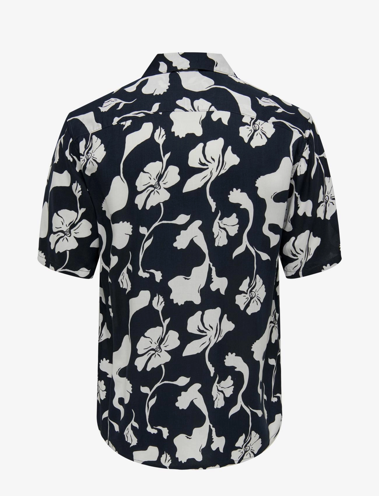 ONLY & SONS - ONSDASH LIFE REG VISC AOP SS SHIRT NOOS - lägsta priserna - dark navy - 2