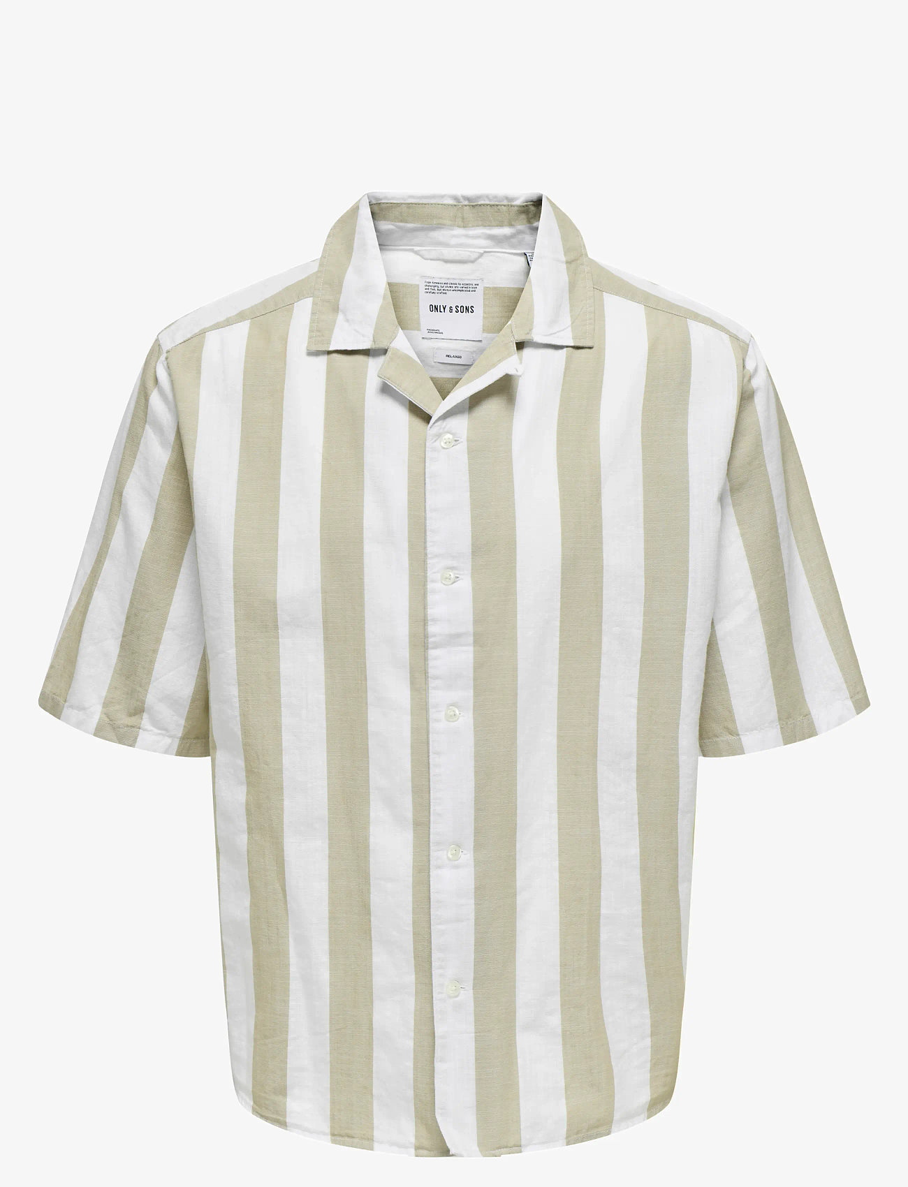 ONLY & SONS - ONSTES RLX CTN SLUB STRIPE SS SHIRT - short-sleeved shirts - chinchilla - 0