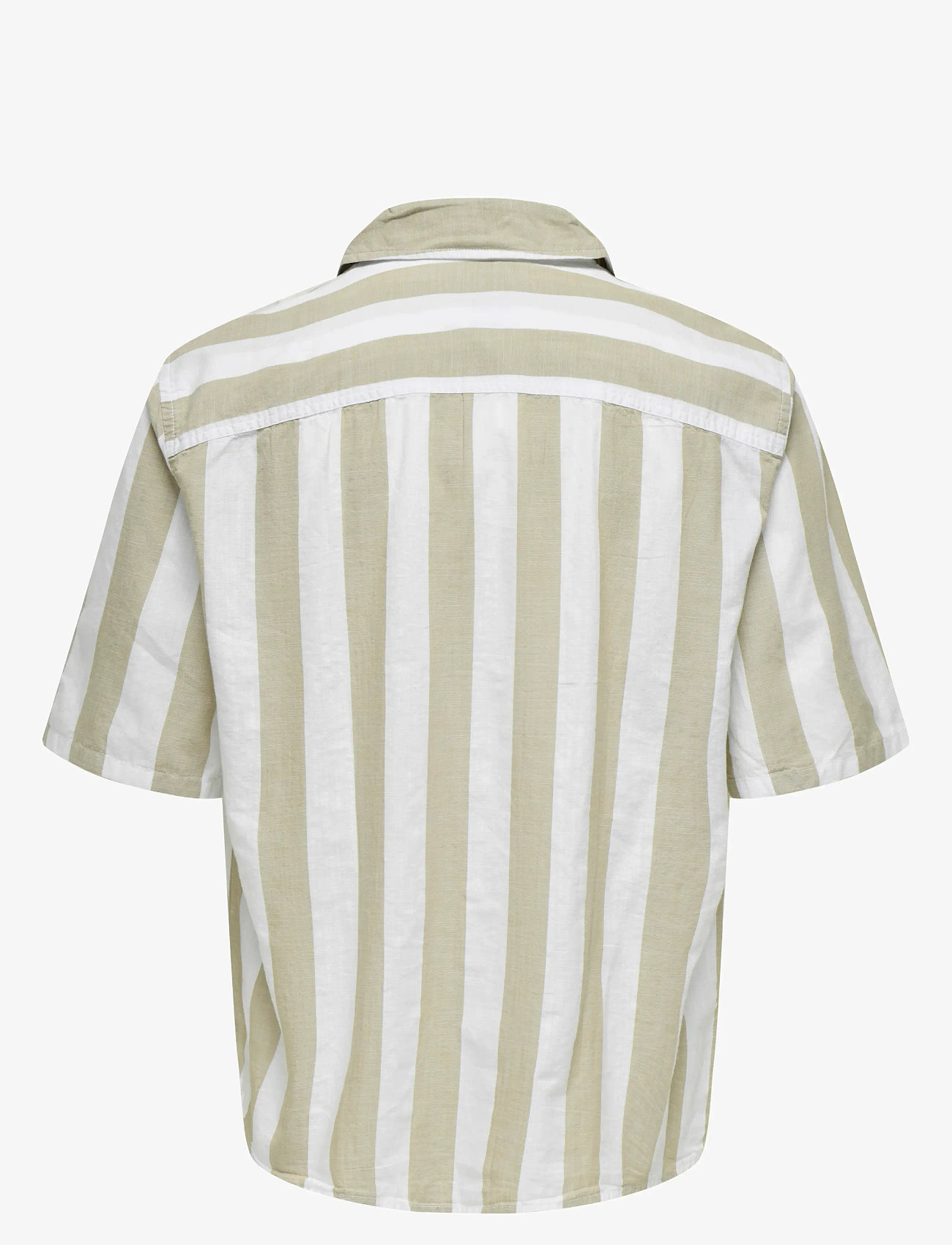 ONLY & SONS - ONSTES RLX CTN SLUB STRIPE SS SHIRT - short-sleeved shirts - chinchilla - 1