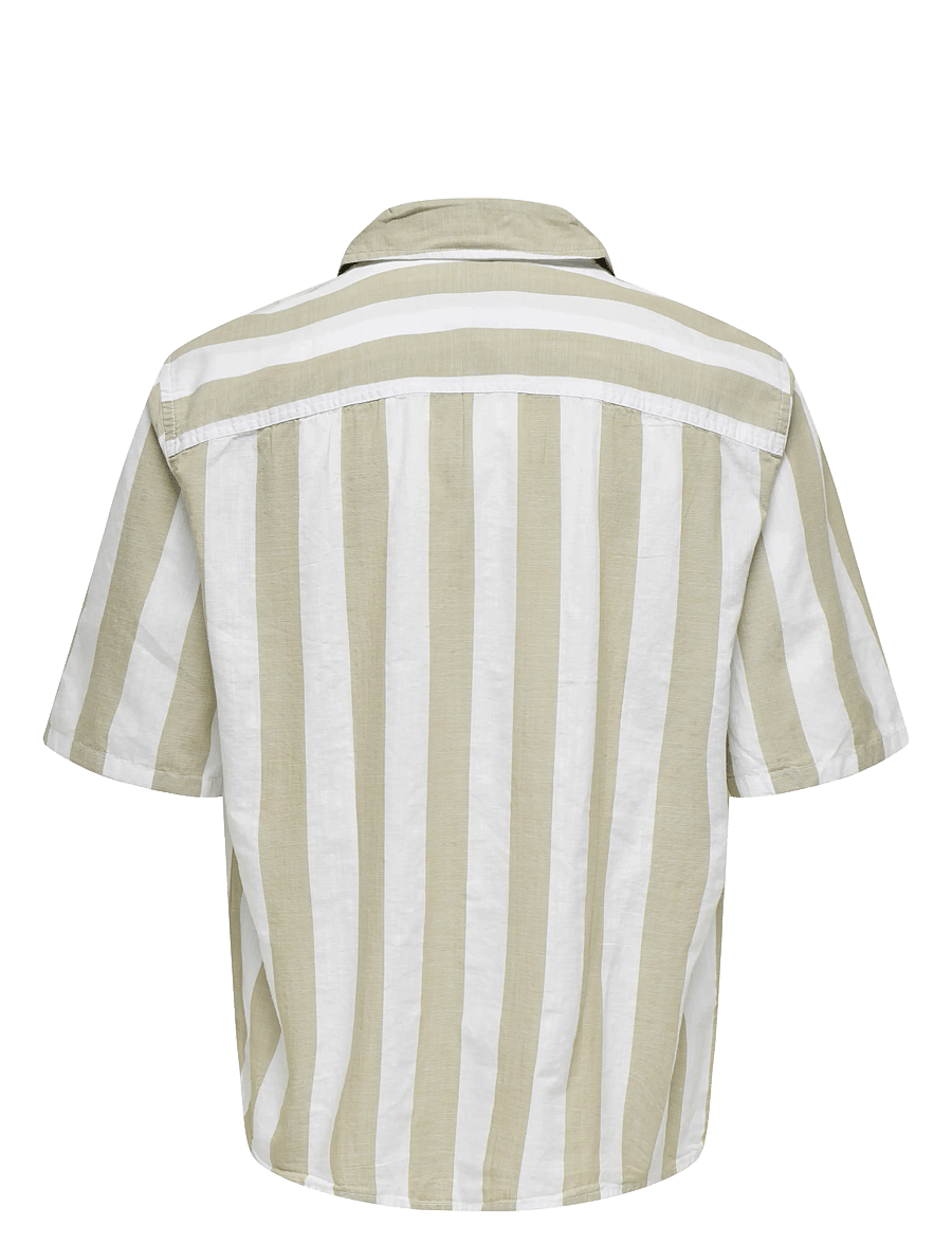 ONLY & SONS - ONSTES RLX CTN SLUB STRIPE SS SHIRT - kortærmede skjorter - chinchilla - 1