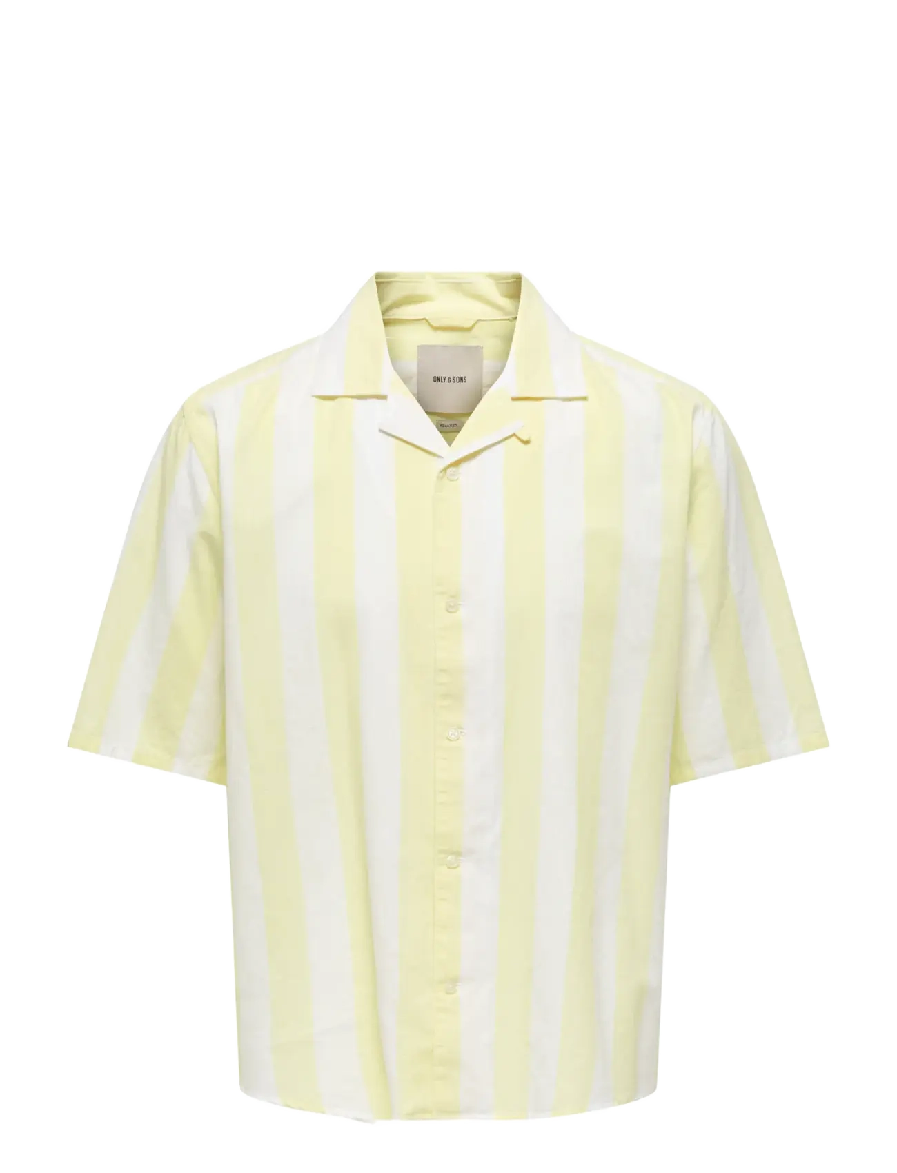 ONLY & SONS ONSTES RLX CTN SLUB STRIPE SS SHIRT - Kauluspaidat - SUNLIGHT / yellow