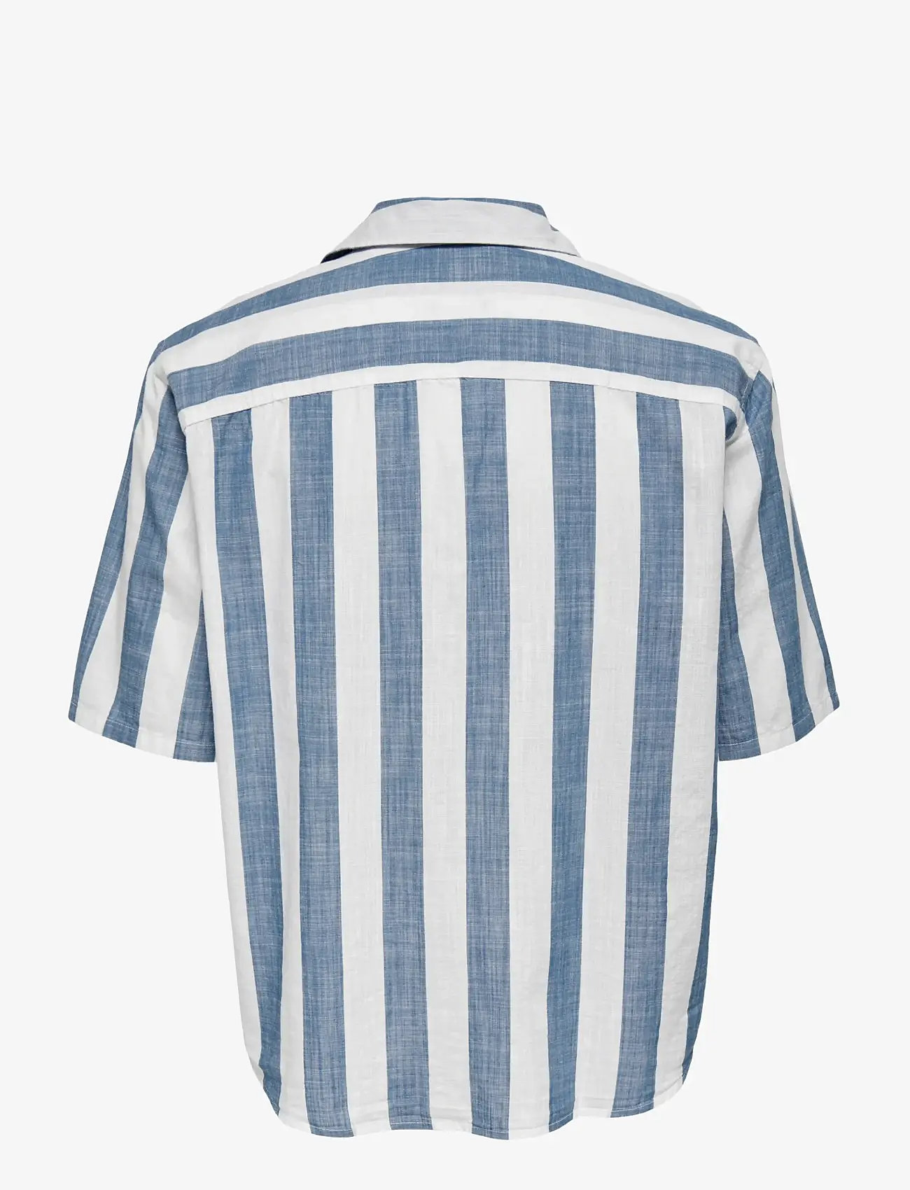 ONLY & SONS - ONSTES RLX CTN SLUB STRIPE SS SHIRT - kortærmede skjorter - vintage indigo - 2