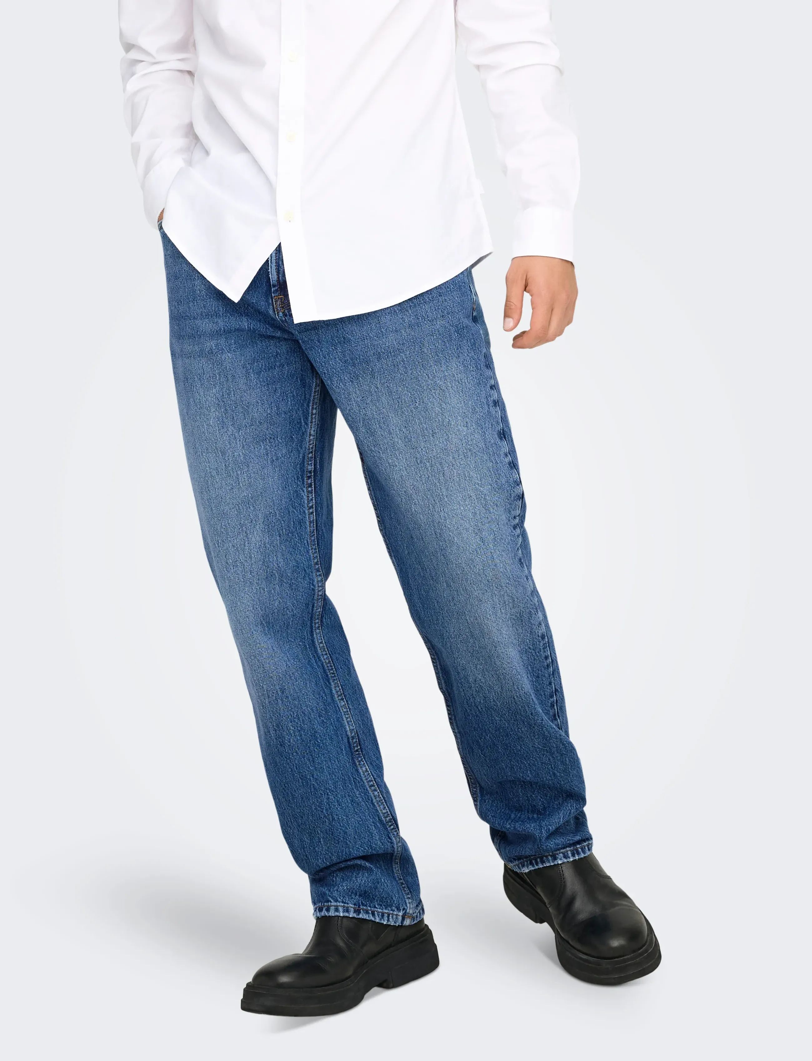 ONLY & SONS - ONSEDGE STRAIGHT MB 4939 AZG DNM NOOS - loose jeans - medium blue denim - 0