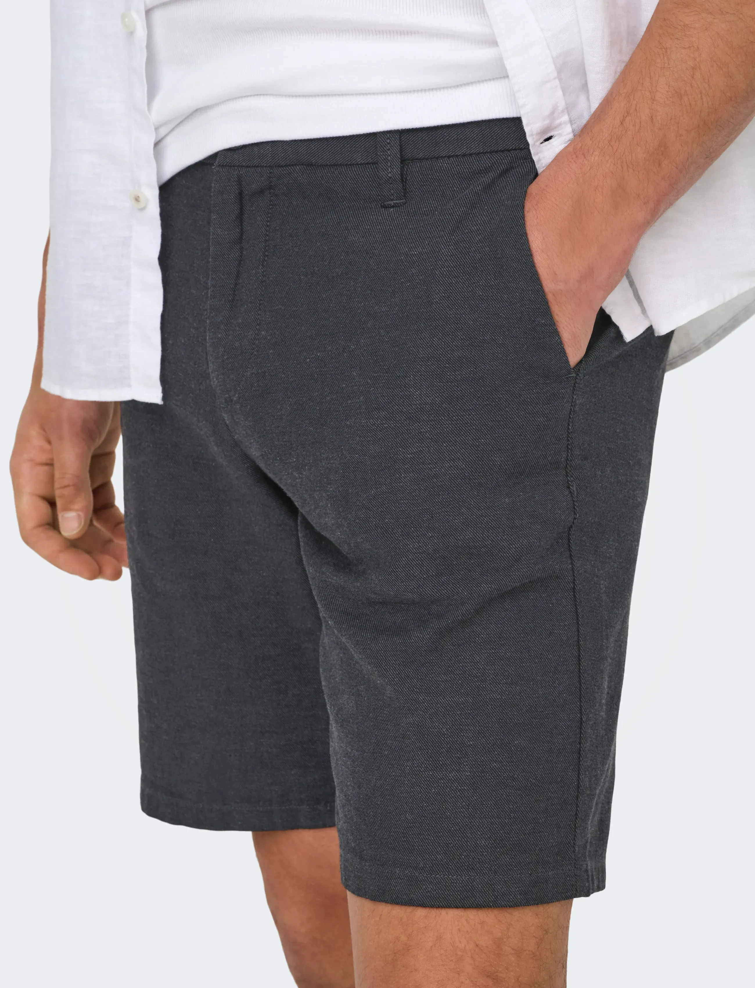 ONLY & SONS - ONSMARK 0011 COTTON LINEN SHORTS NOOS - szorty lniane - black - 5