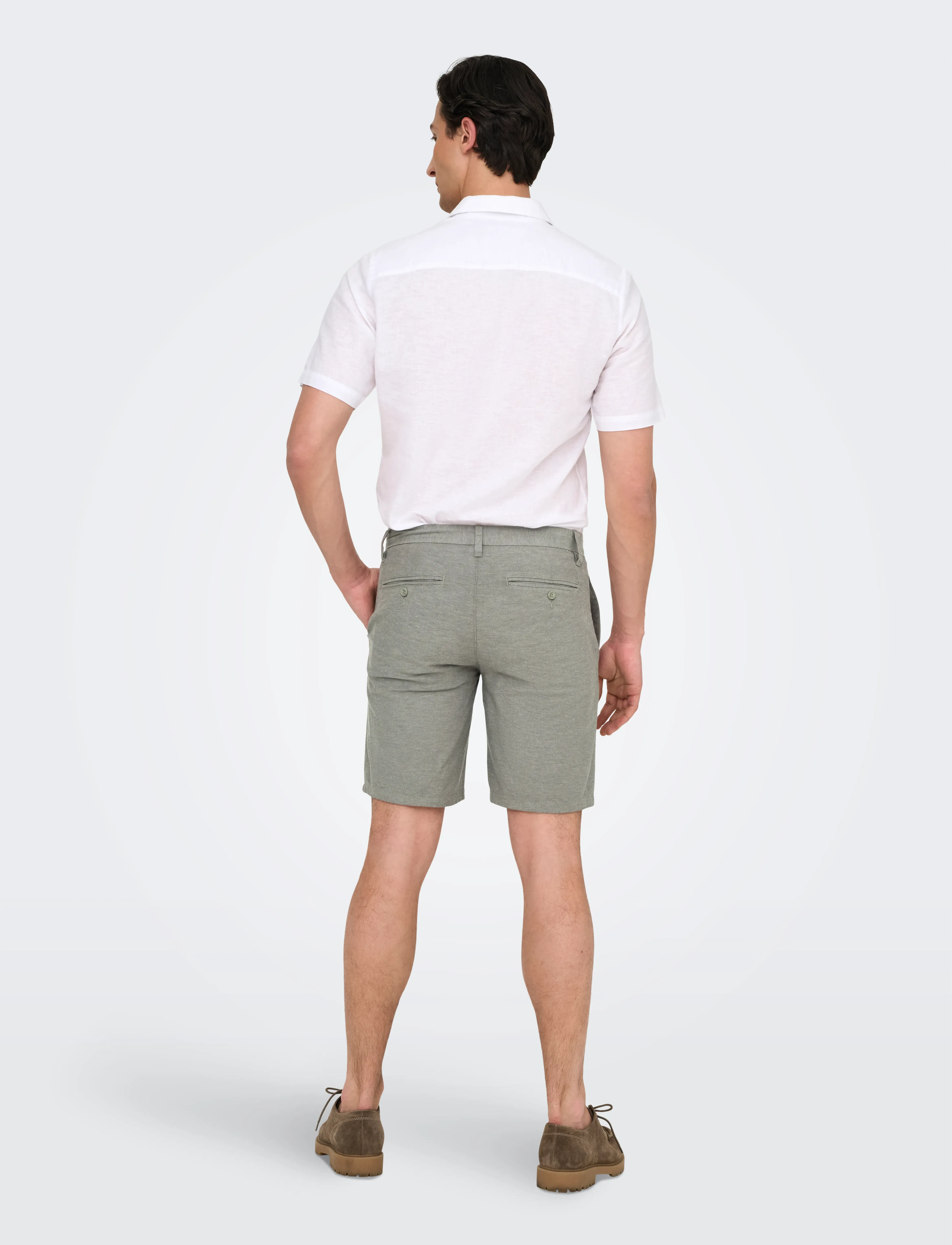 ONLY & SONS - ONSMARK 0011 COTTON LINEN SHORTS NOOS - laveste priser - castor gray - 3