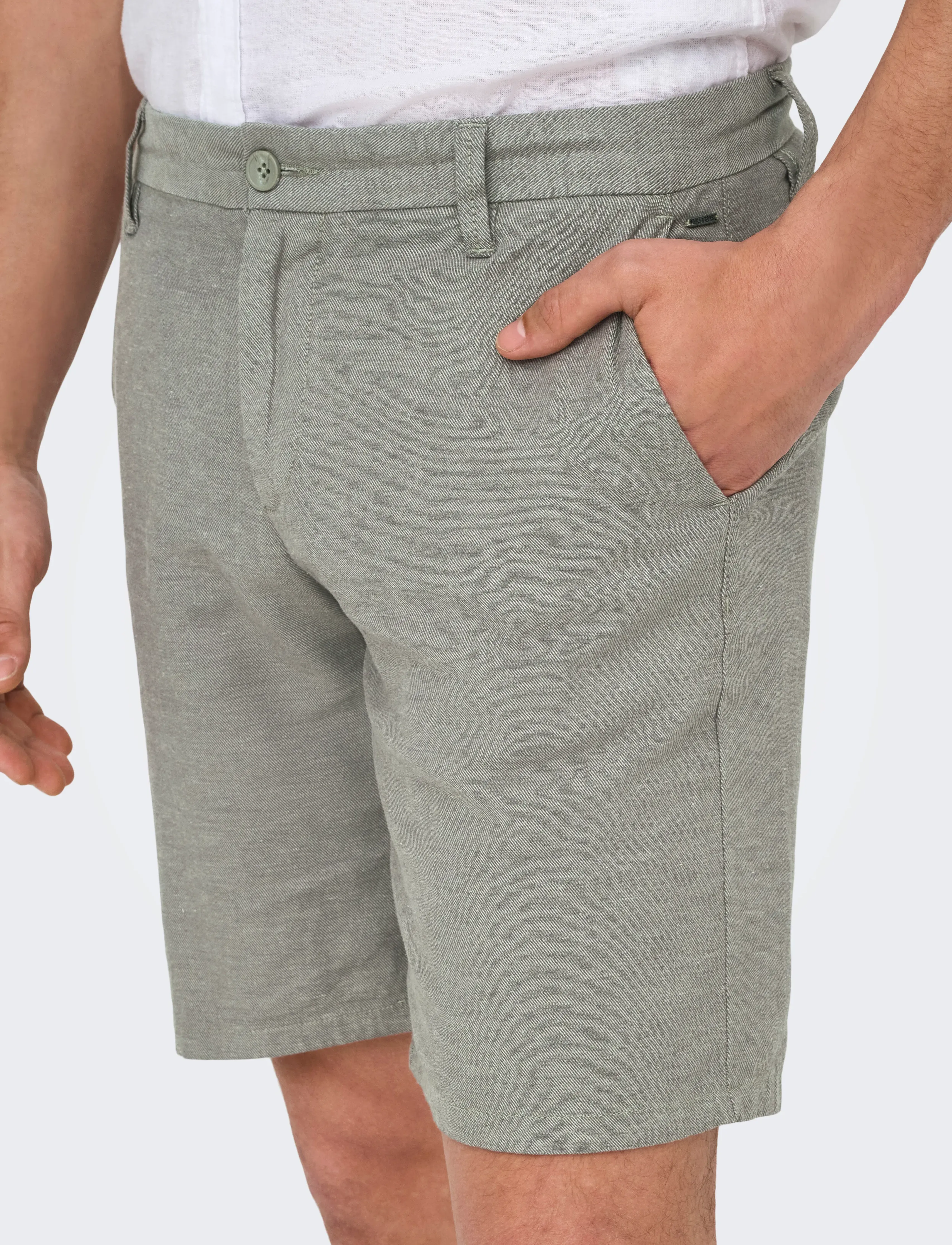 ONLY & SONS - ONSMARK 0011 COTTON LINEN SHORTS NOOS - laveste priser - castor gray - 5