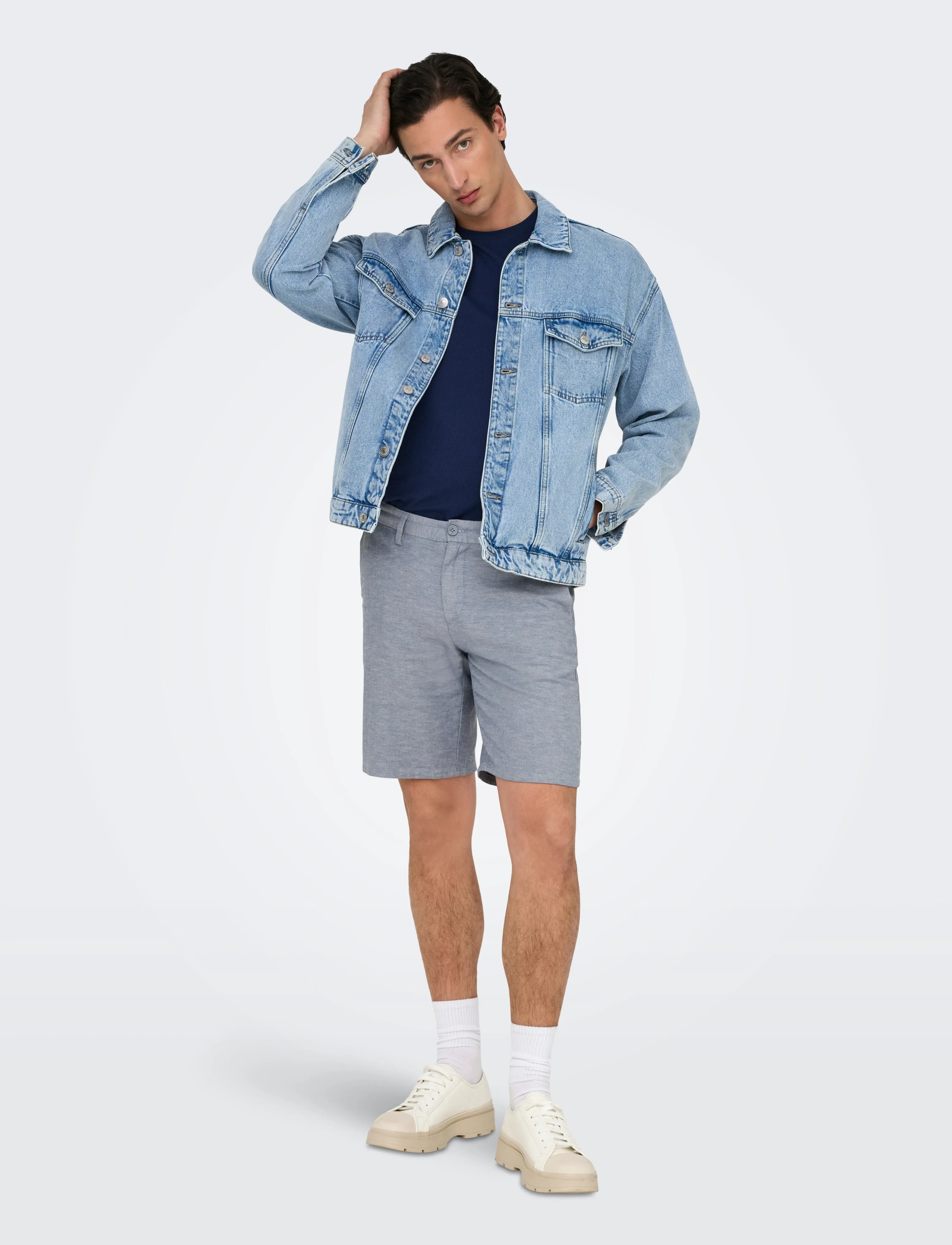 ONLY & SONS - ONSMARK 0011 COTTON LINEN SHORTS NOOS - leinen-shorts - flint stone - 4