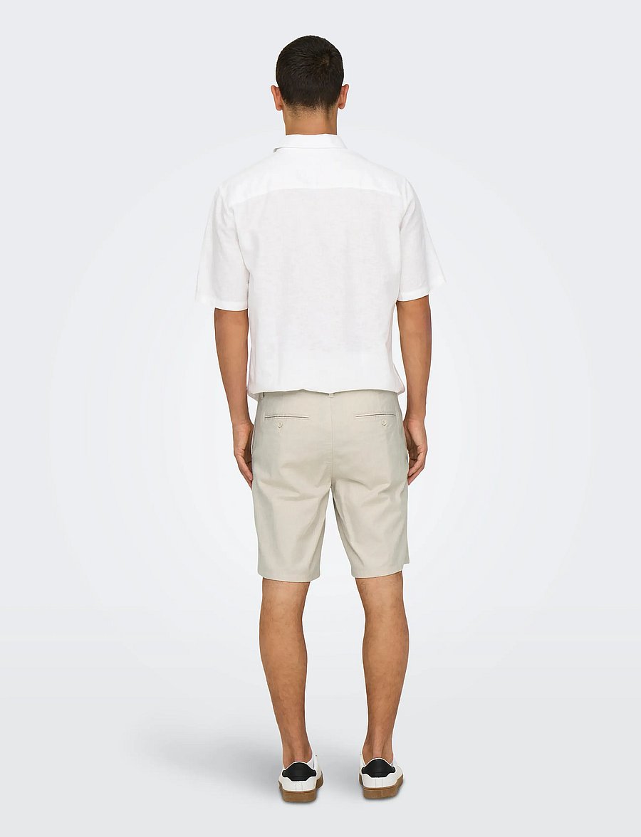 ONLY & SONS - ONSMARK 0011 COTTON LINEN SHORTS NOOS - leinen-shorts - silver lining - 3