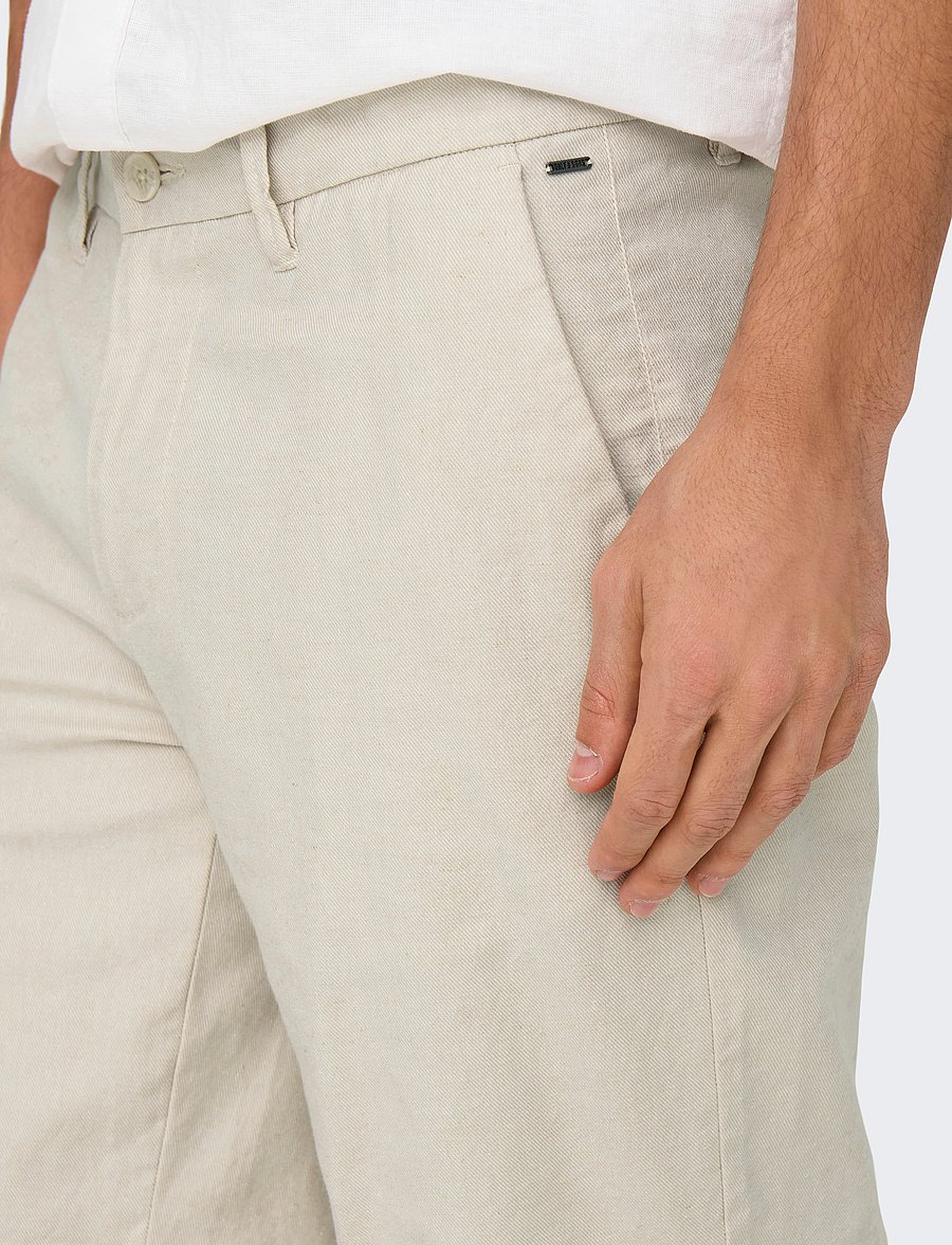 ONLY & SONS - ONSMARK 0011 COTTON LINEN SHORTS NOOS - leinen-shorts - silver lining - 4