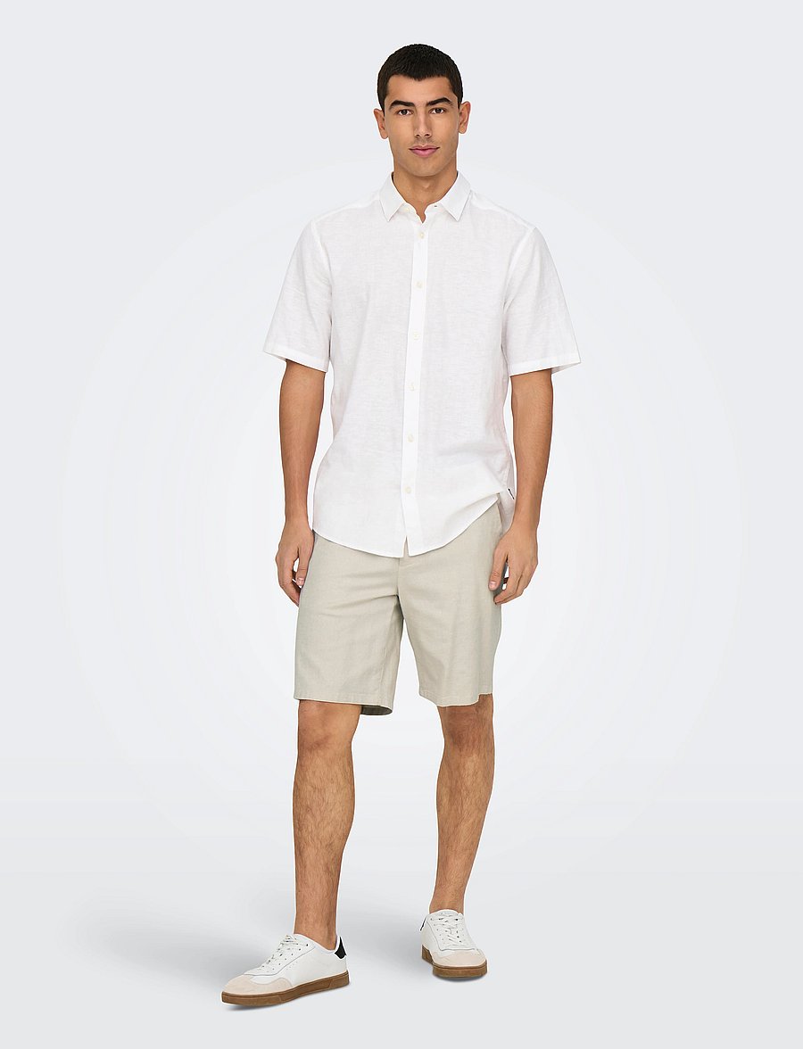 ONLY & SONS - ONSMARK 0011 COTTON LINEN SHORTS NOOS - leinen-shorts - silver lining - 5