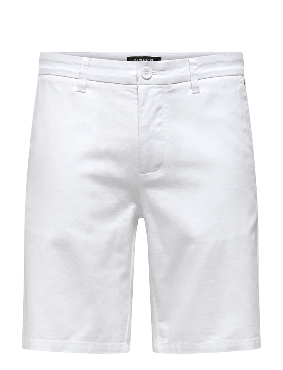 ONLY & SONS - ONSMARK 0011 COTTON LINEN SHORTS NOOS - linased lühikesed püksid - white - 1