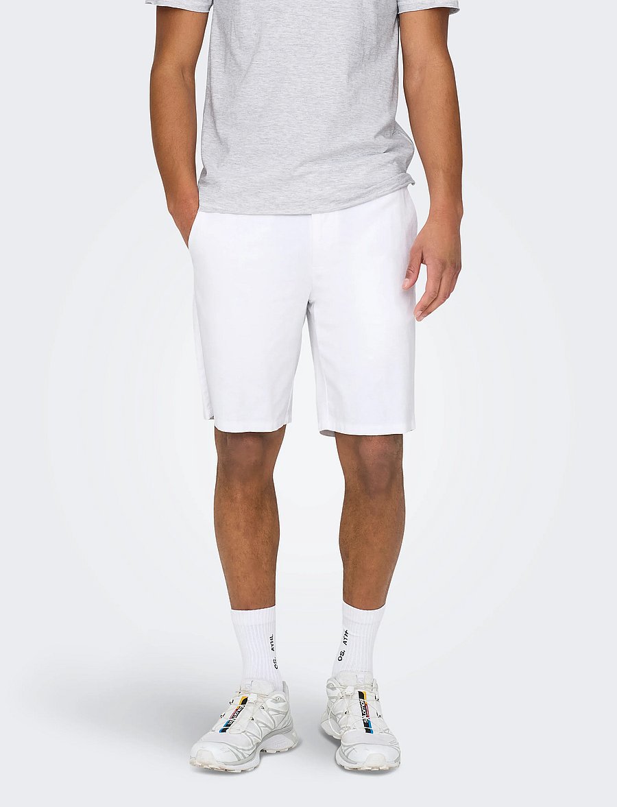 ONLY & SONS - ONSMARK 0011 COTTON LINEN SHORTS NOOS - linased lühikesed püksid - white - 0