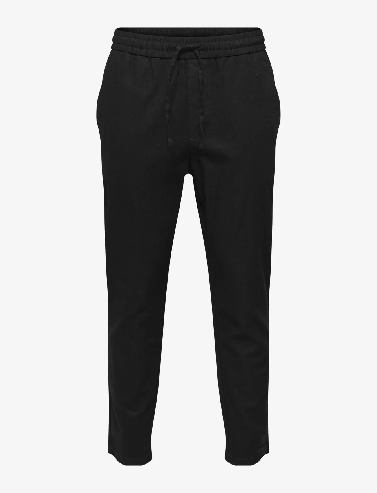ONLY & SONS - ONSLINUS CROP 0007 COT LIN PNT NOOS - casual trousers - black - 0
