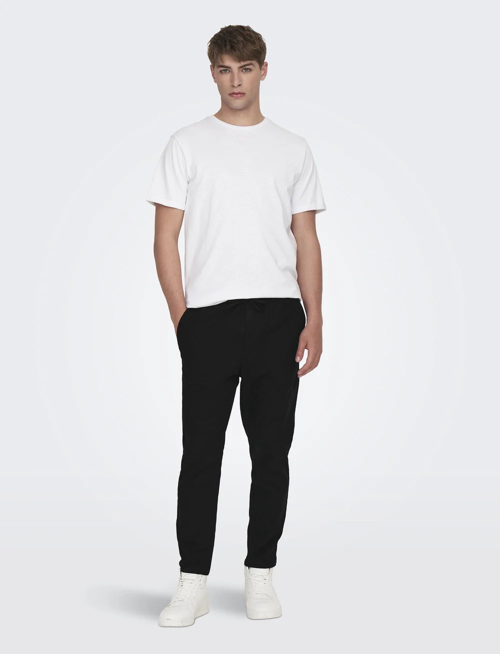 ONLY & SONS - ONSLINUS CROP 0007 COT LIN PNT NOOS - linnen broeken - black - 4
