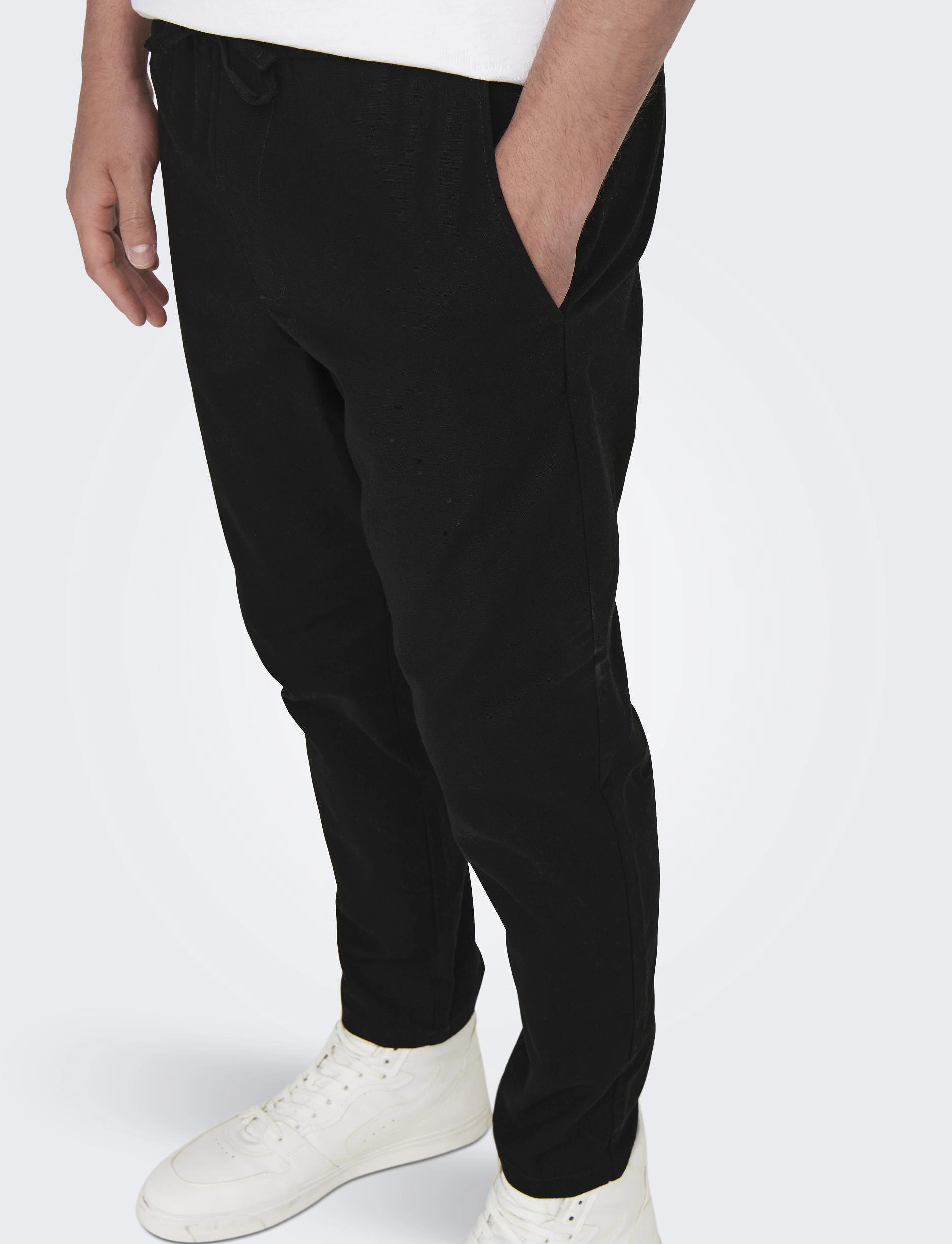 ONLY & SONS - ONSLINUS CROP 0007 COT LIN PNT NOOS - vacation essentials - black - 5