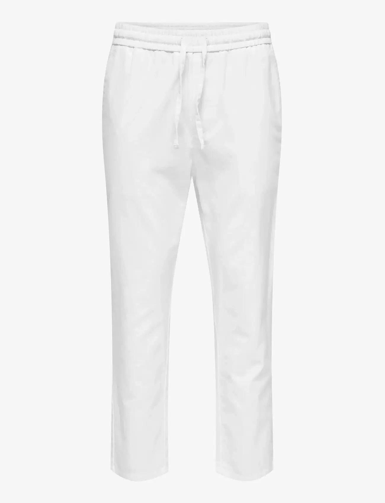 ONLY & SONS - ONSLINUS CROP 0007 COT LIN PNT NOOS - leinenhosen - bright white - 1