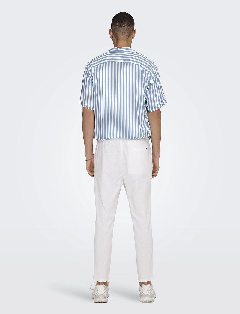 ONLY & SONS - ONSLINUS CROP 0007 COT LIN PNT NOOS - leinenhosen - bright white - 3