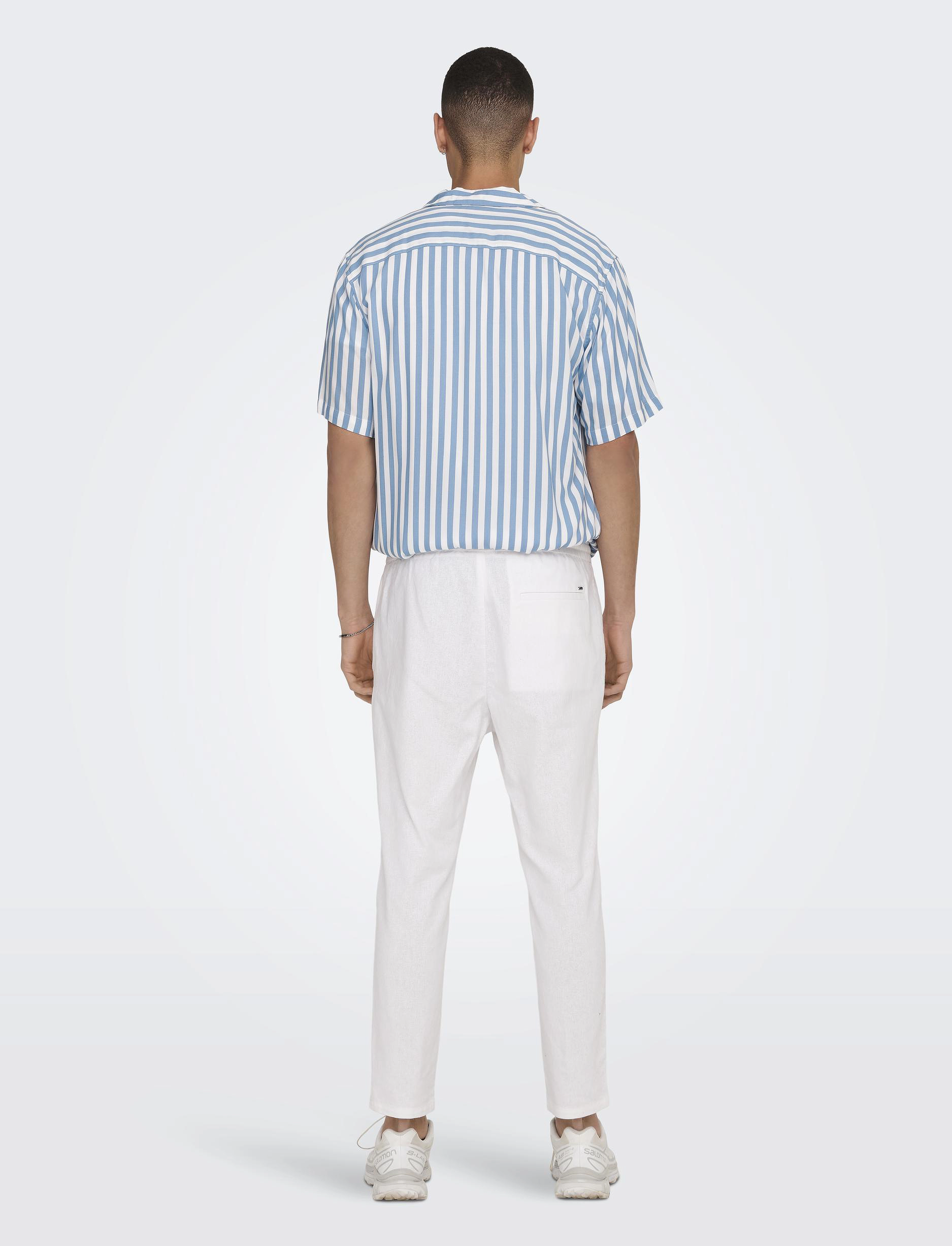 ONLY & SONS - ONSLINUS CROP 0007 COT LIN PNT NOOS - leinenhosen - bright white - 3