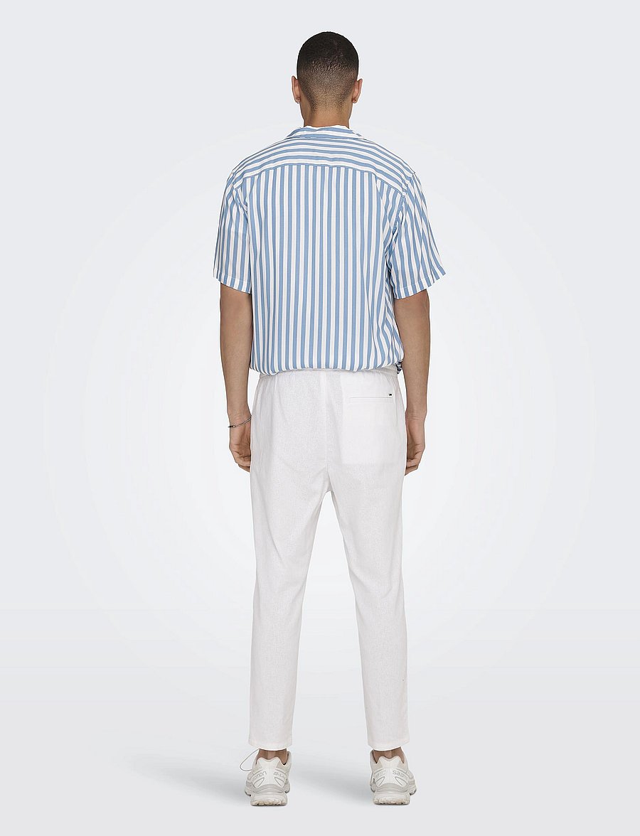 ONLY & SONS - ONSLINUS CROP 0007 COT LIN PNT NOOS - leinenhosen - bright white - 3